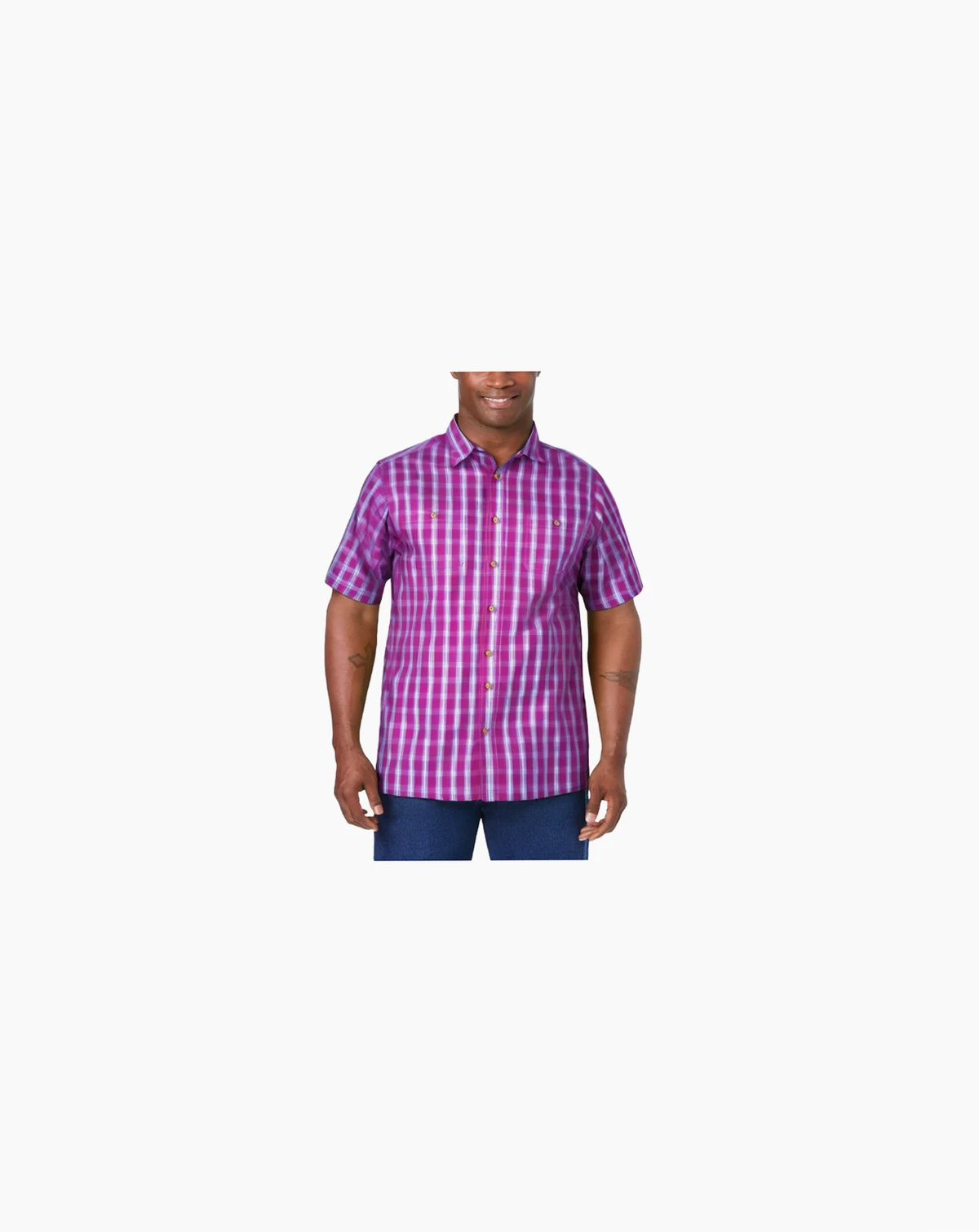 Big & Tall Plaid Wrinkle-Resistant Short Sleeve Button Down