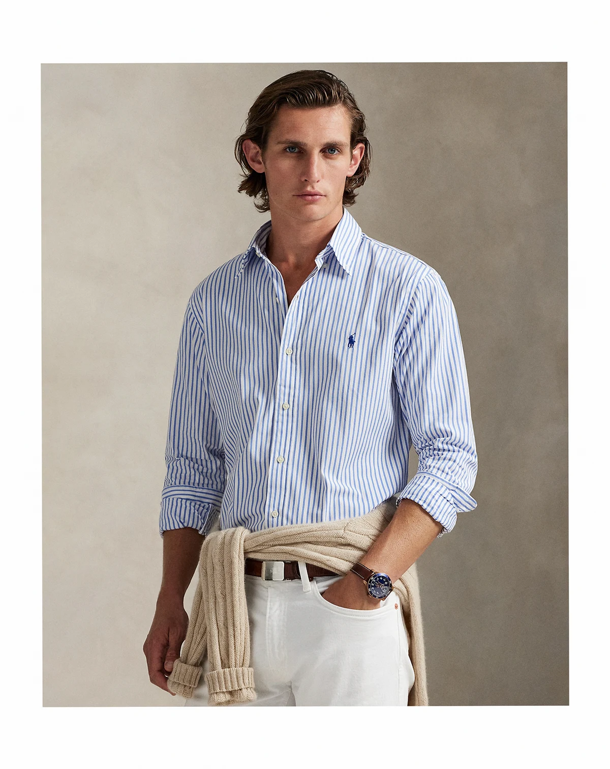Men's Classic-Fit Striped Poplin Shirt