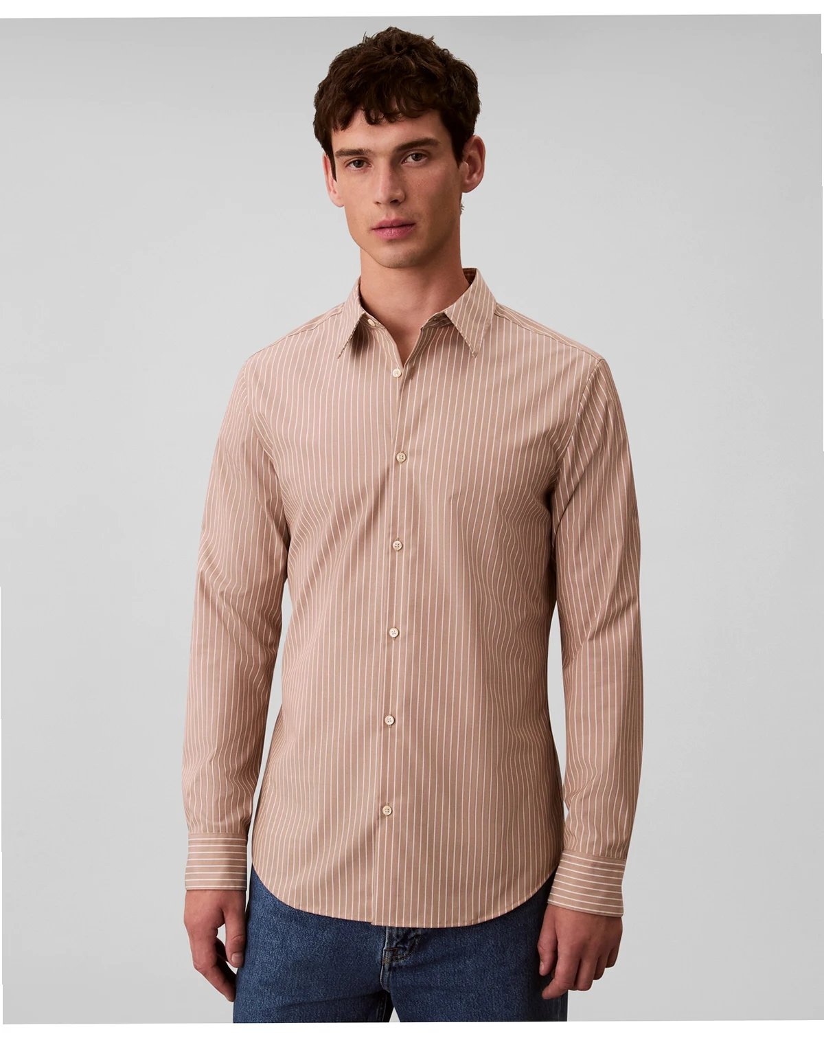Men's Stretch Striped Slim Button-Down Shirt