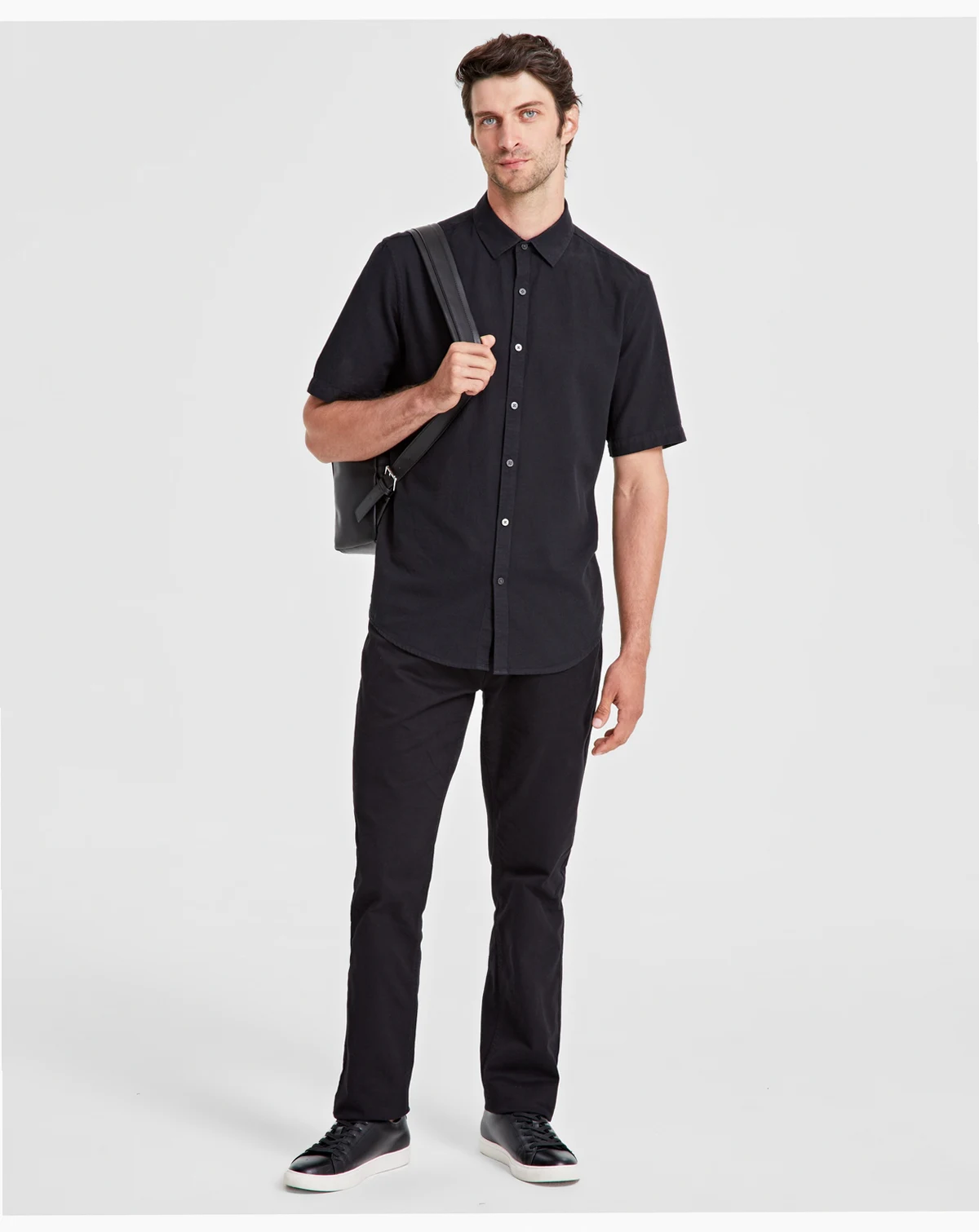 Men's Short-Sleeve Solid Textured Shirt, Created for Macy's