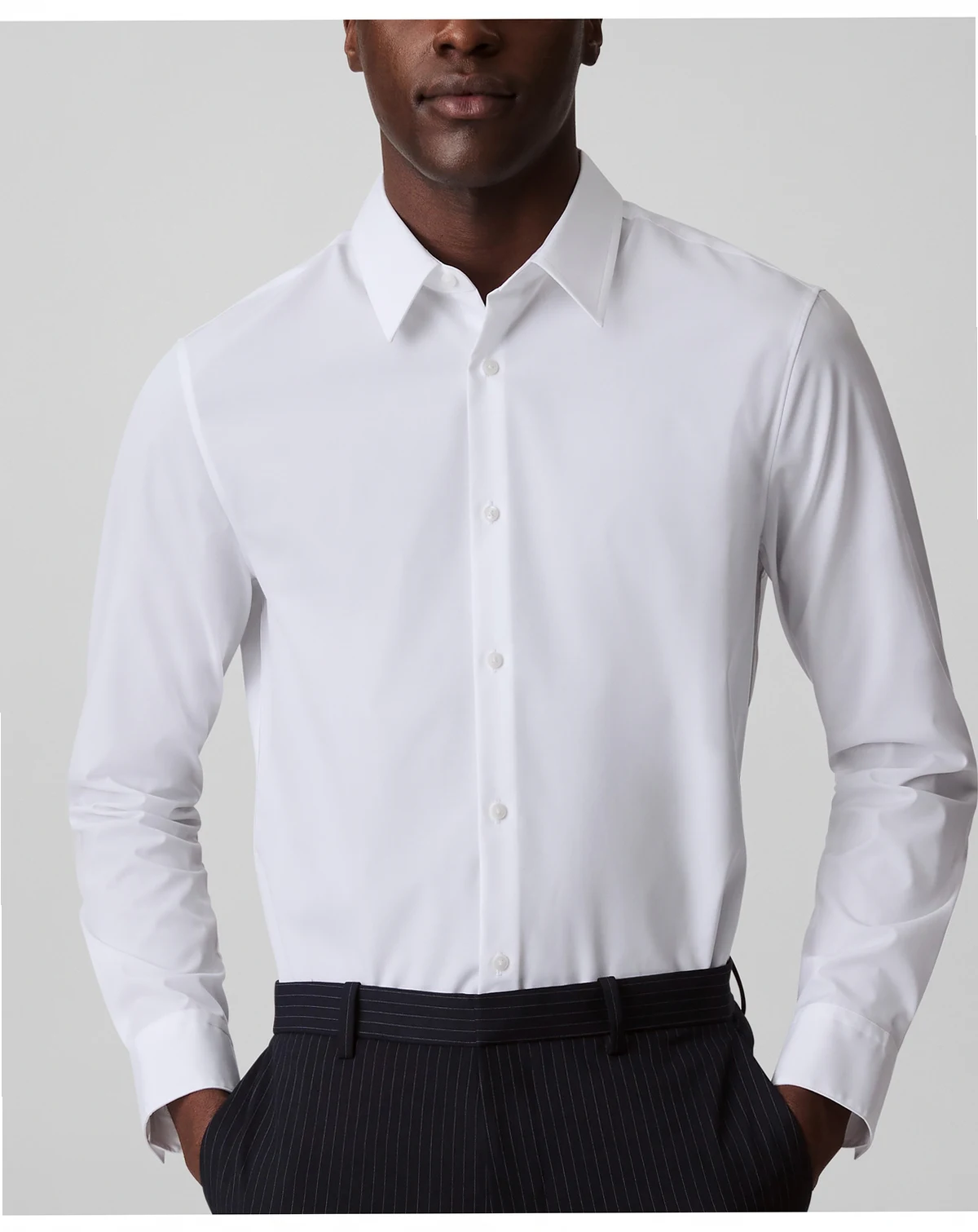 Men's Slim-Fit Supima Stretch Long Sleeve Button-Front Shirt