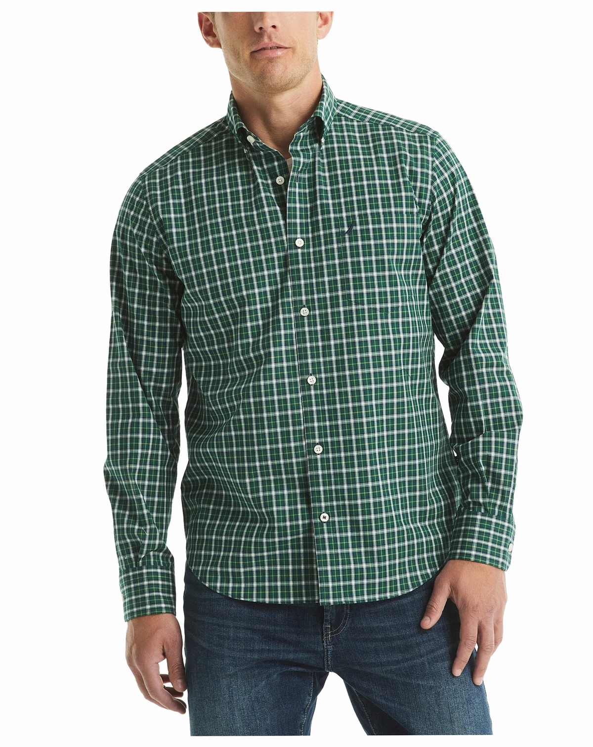 Men's Plaid Pattern Button-Down Shirt