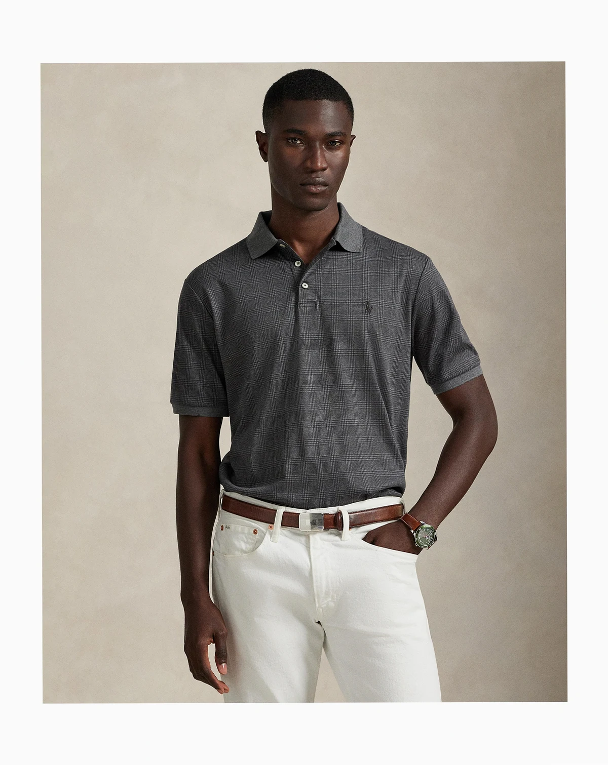 Men's Glen Plaid Polo Shirt