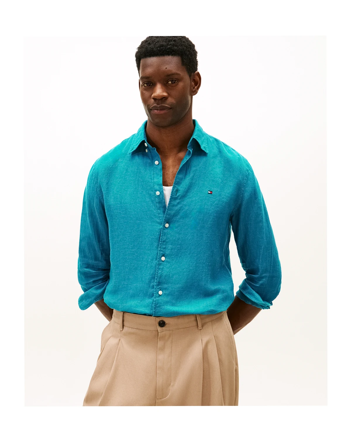 Men's Button-Down Linen Long-Sleeve Shirt