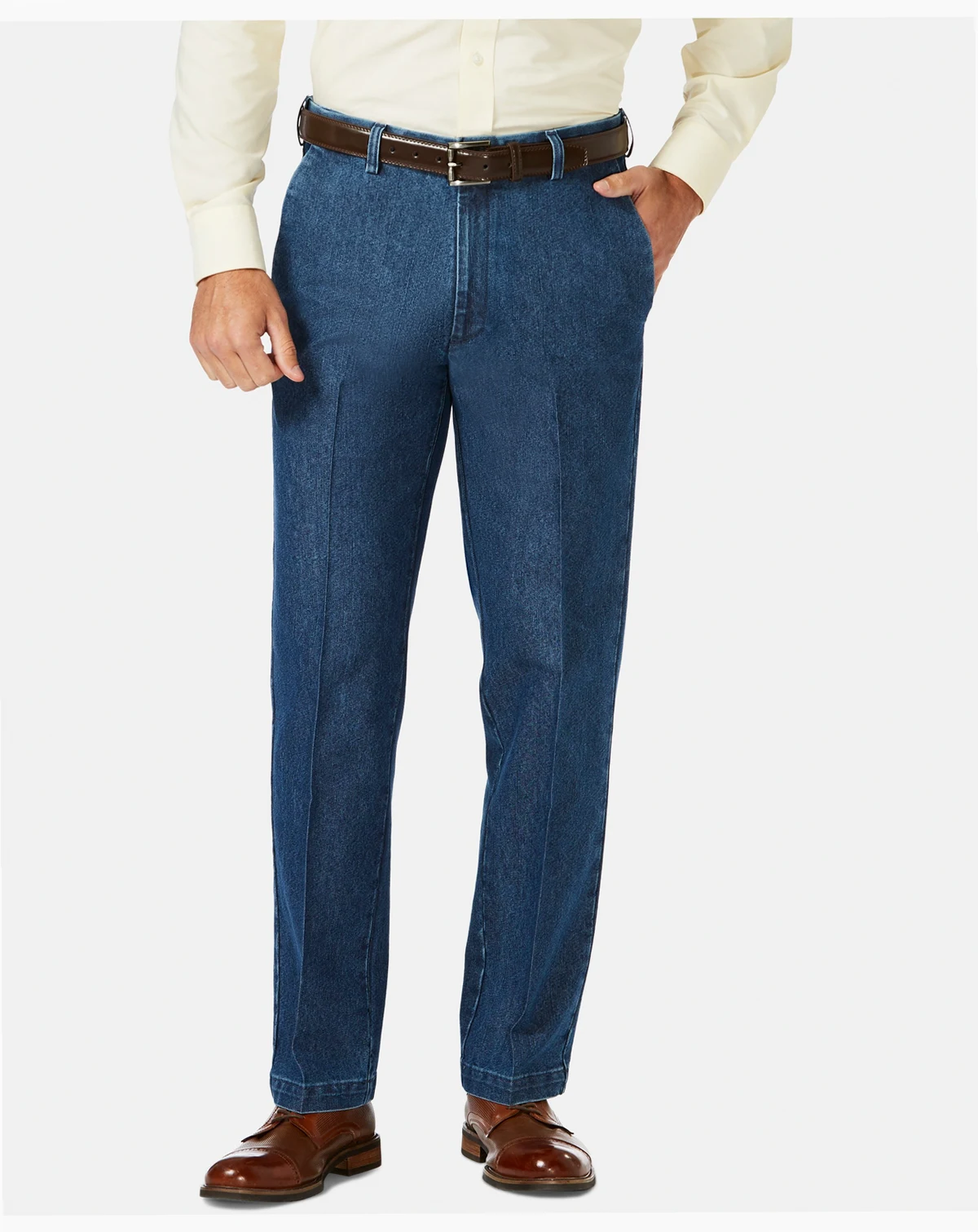Men's Stretch Denim Classic-Fit Flat Front Pants