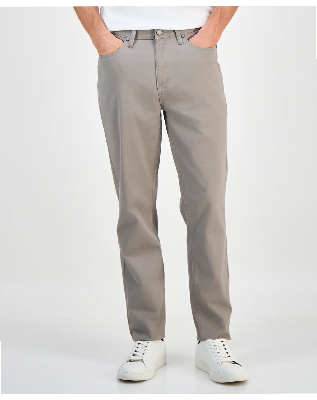 Men's Five-Pocket Straight-Fit Twill Pants, Created for Macy's