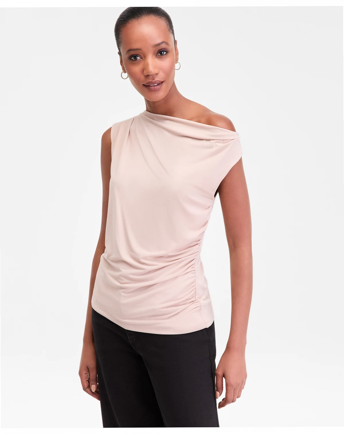 Women's Sleeveless Asymmetric Neckline Knit Top, Macy's Exclusive
