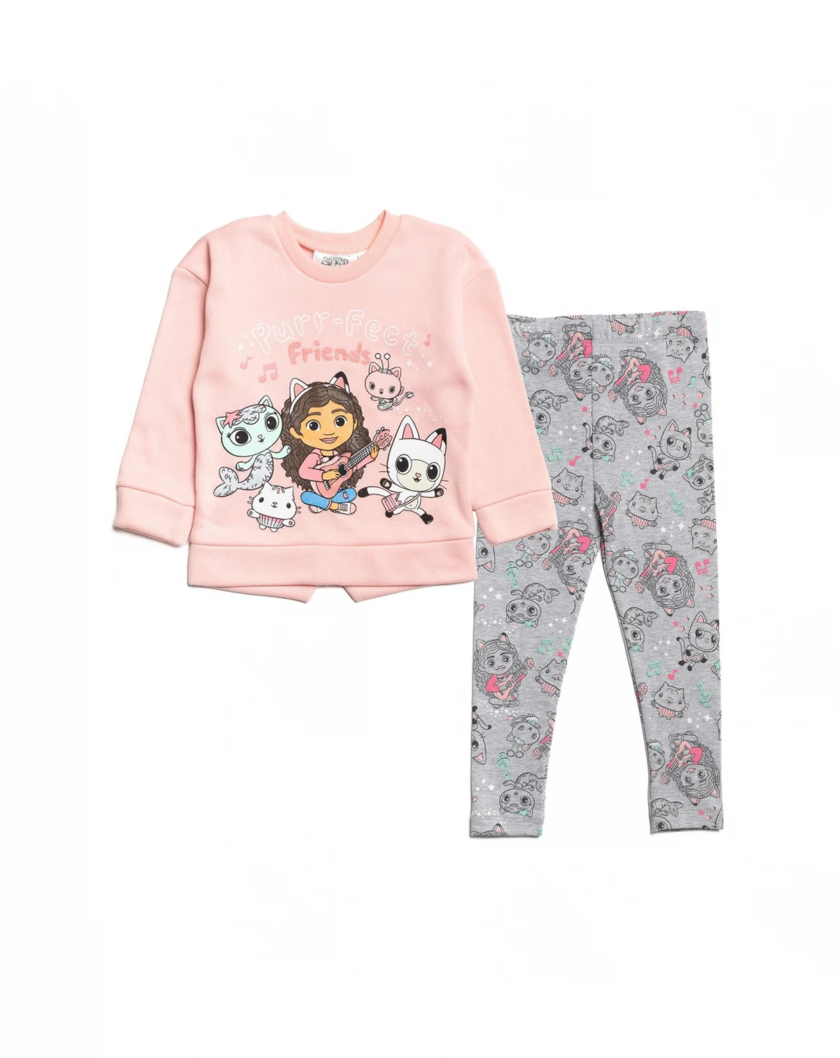 Toddler Girls Dreamworks Gabbys Dollhouse Pullover Fleece Sweatshirt and Leggings Outfit Set Toddler|Child