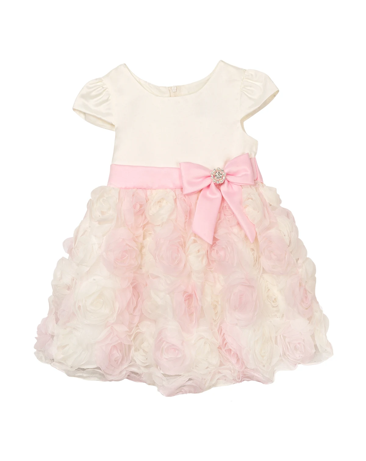 Girls' 2T-6X Floral Soutache Round Neck Dress