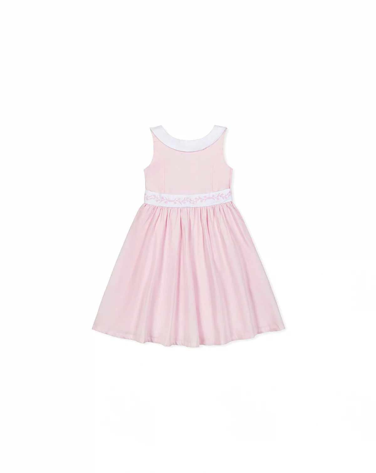 Toddler Girls Heirloom Round Collar Sateen Party Dress with Embroidered Sash
