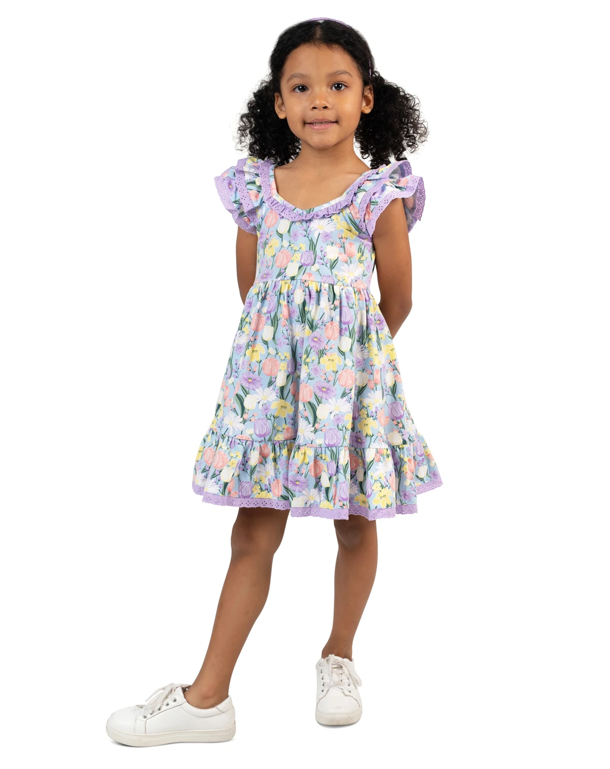 Girls' 2T-6X Peri Printed Square Neck Dress