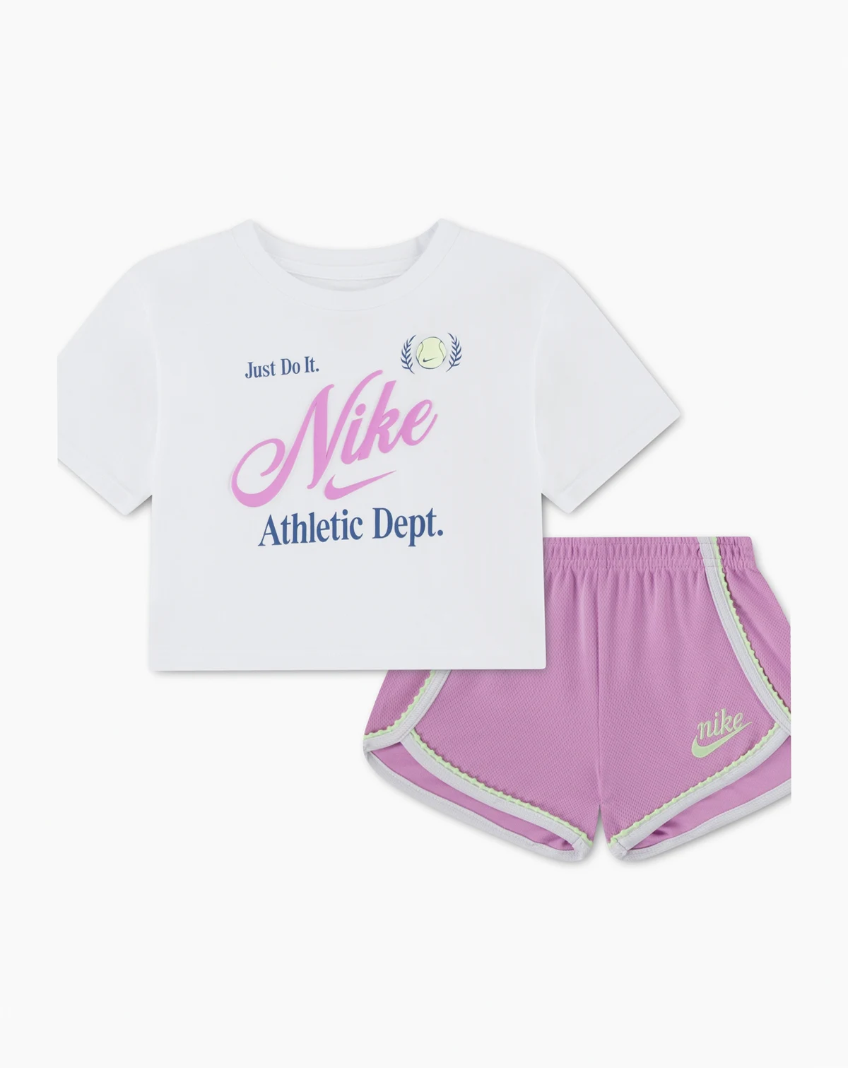 Girls' Toddler 2T-4T Tennis Lifestyle Crewneck T-Shirt and Shorts, 2-Piece Set