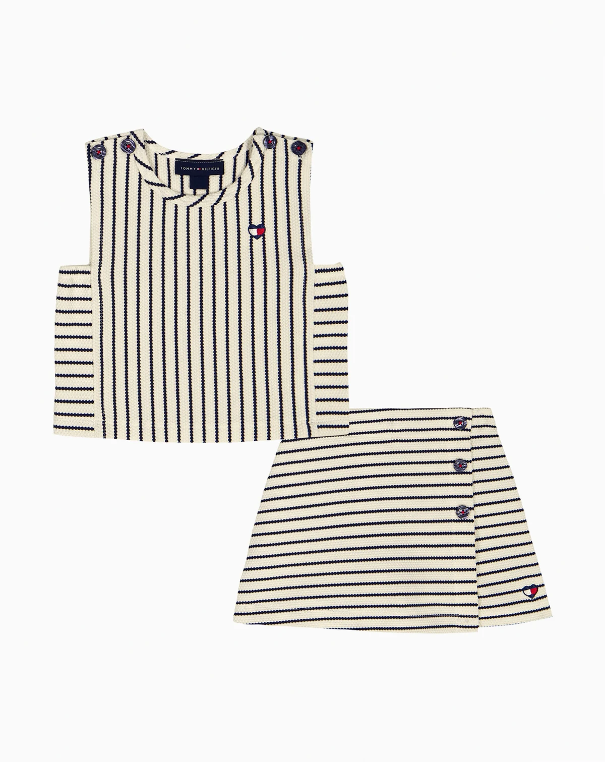 Girls' Toddler 2T-4T Popcorn Pique Striped Top & Wrap Skort, 2-Piece Set