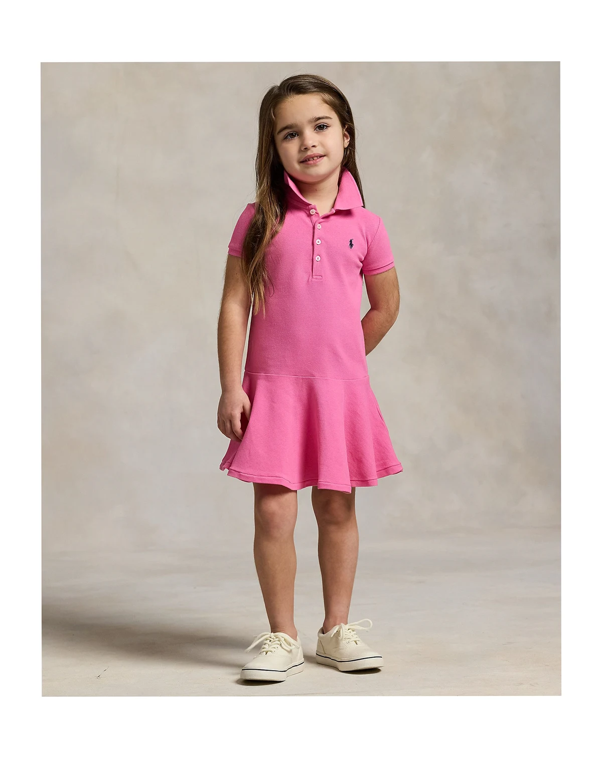 Girls' 2T-6X Cotton Mesh Stretch Short-Sleeve Polo Dress