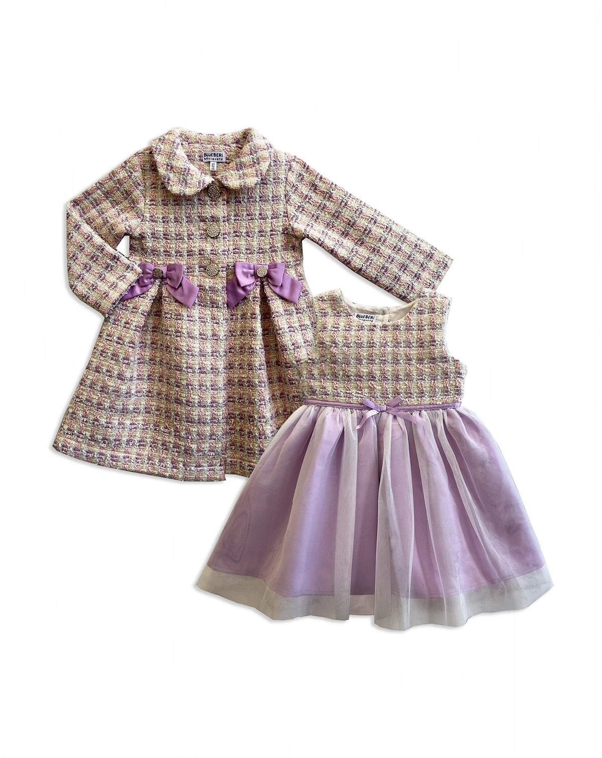 Girls' 2T-6X Long-Sleeve Coat and Dress, 2-Piece Set