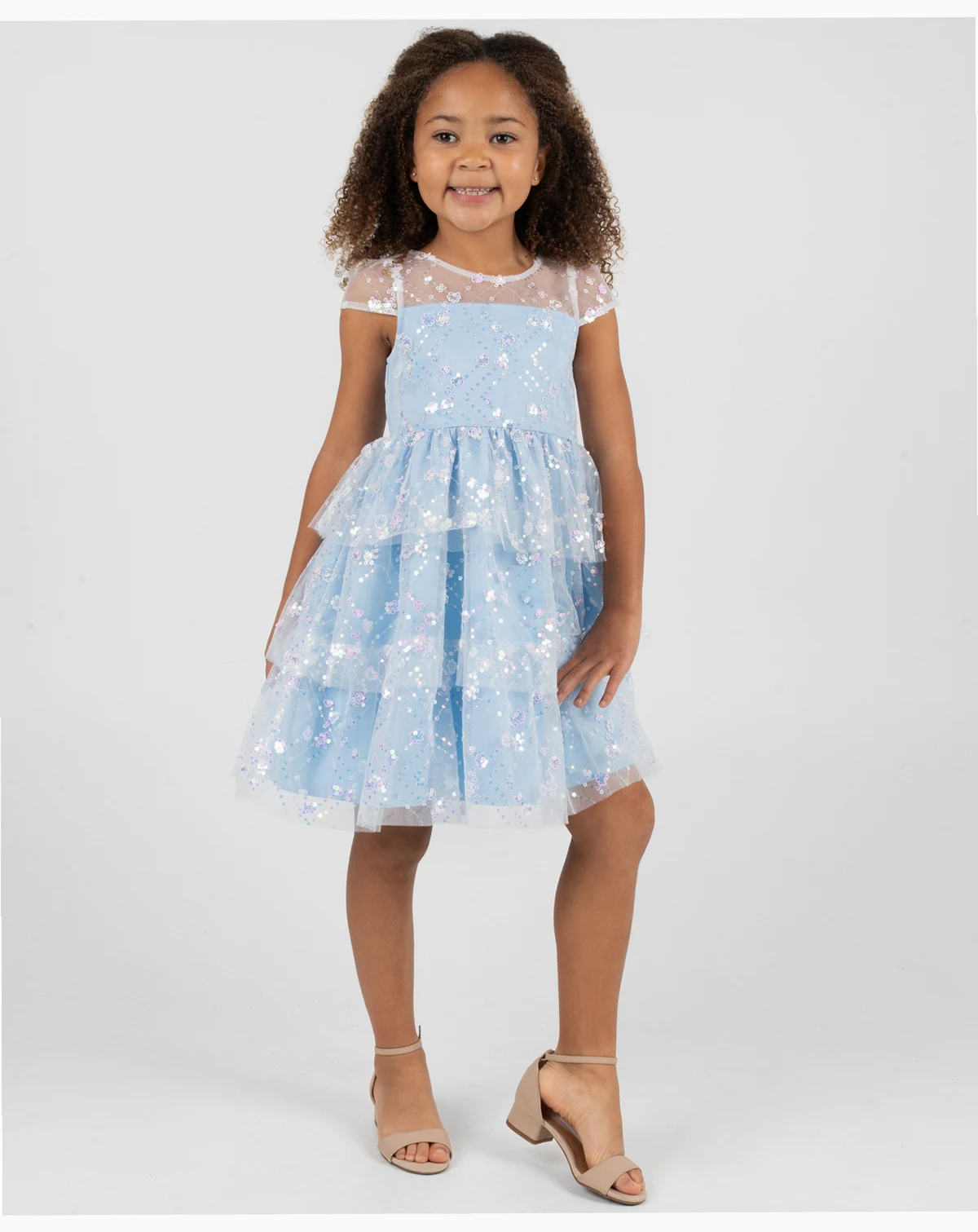 Girls 2T-6X Sequin Mesh Illusion Body Dress