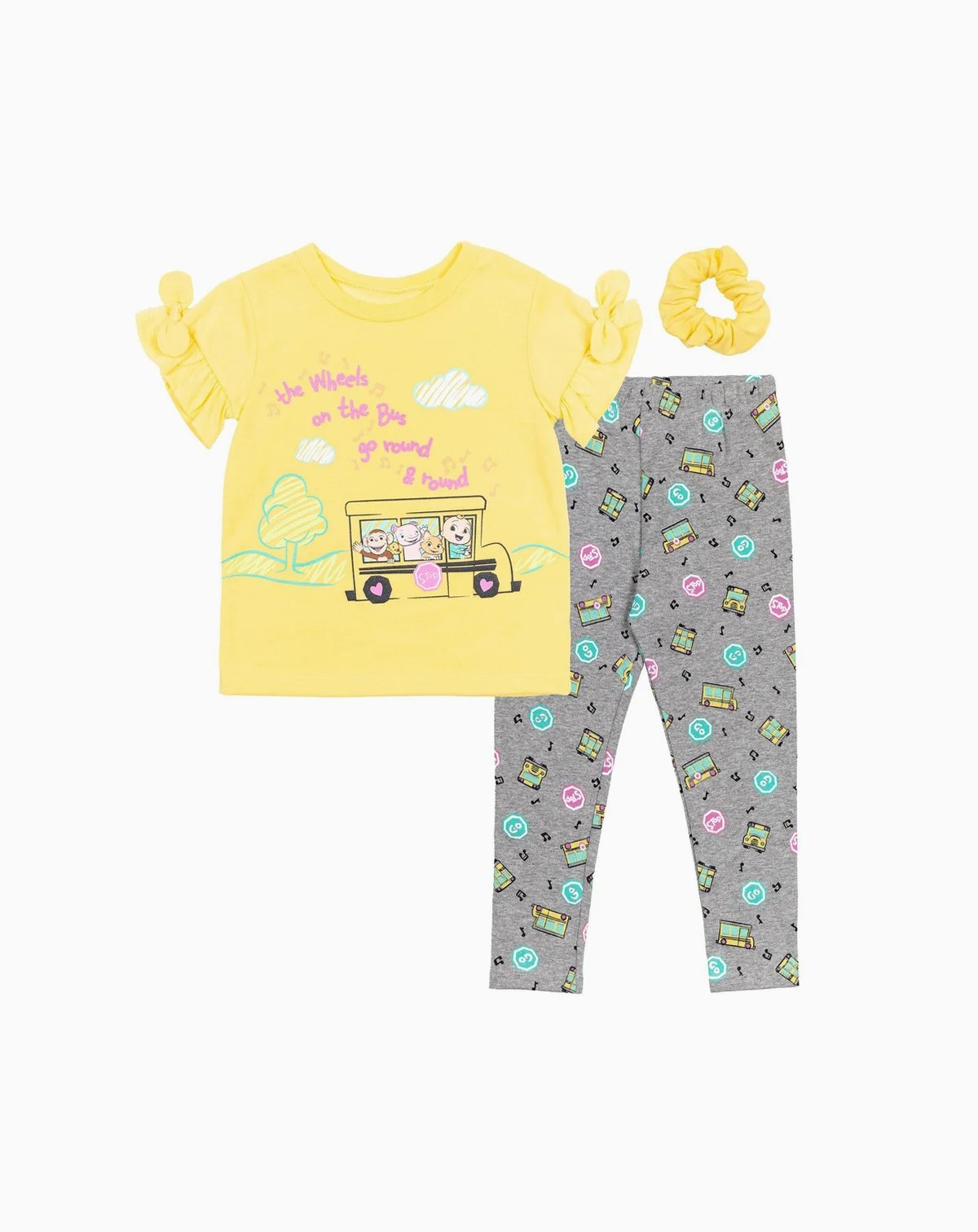 Toddler Girls JJ T-Shirt Leggings and Scrunchie 3 Piece Outfit Set to