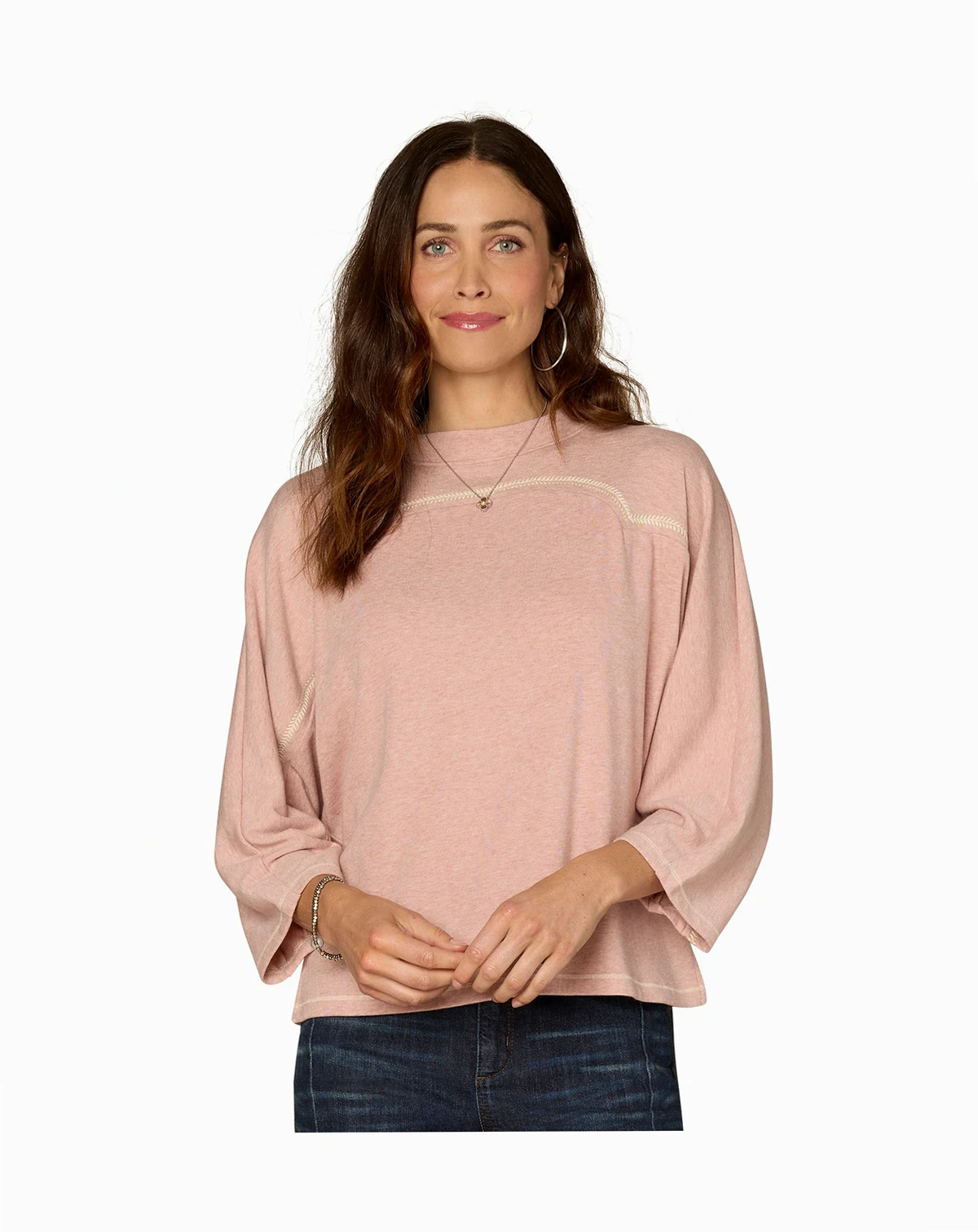 Petite 3/4-Sleeve Crewneck Knit Top