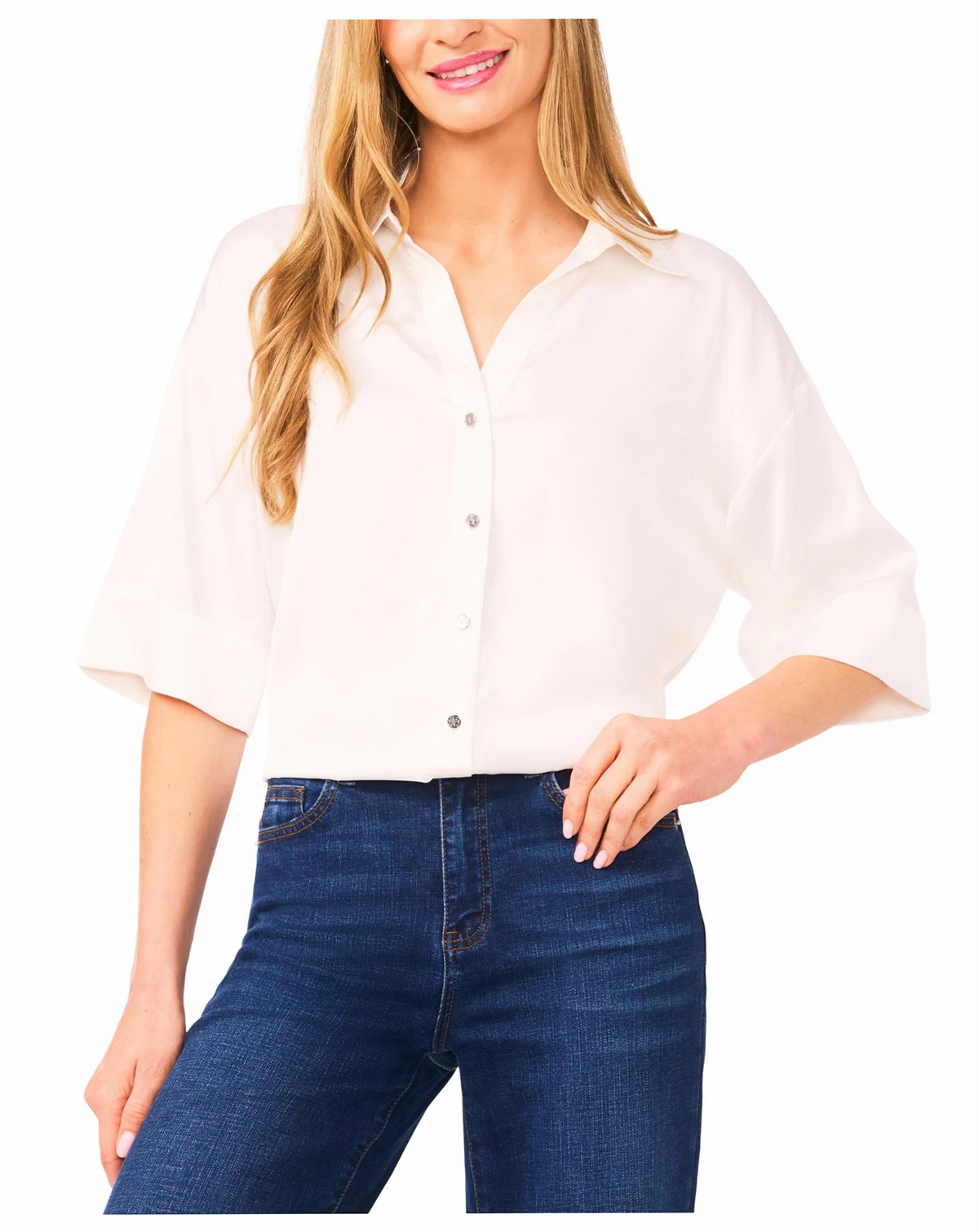 Women's Drop Shoulder Button-Up Shirt