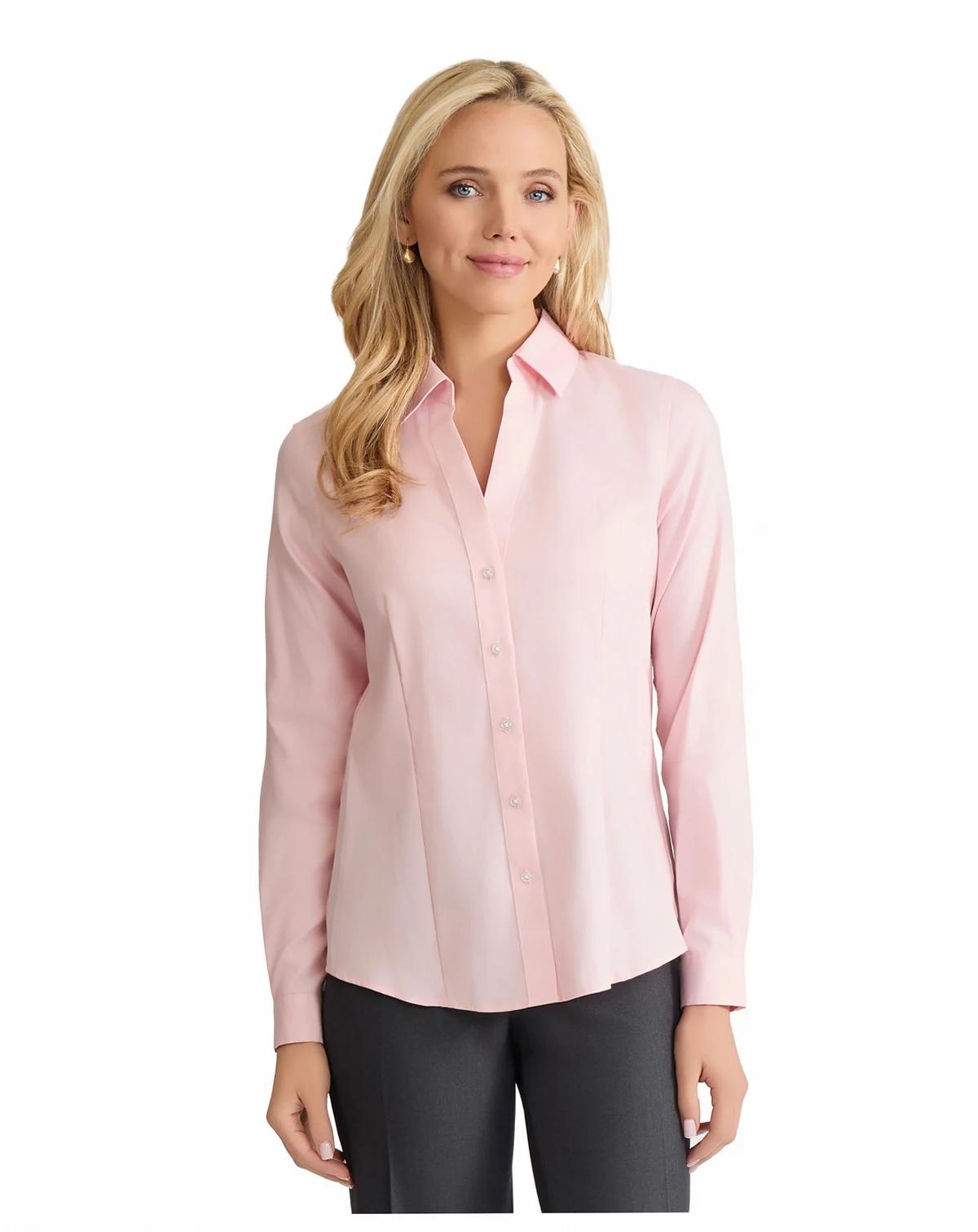 Women's Easy Care Button Up Long Sleeve Blouse