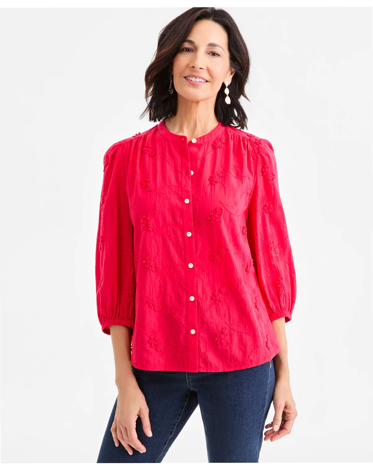 Women's Cotton Embroidered Blouse, Macy's Exclusive