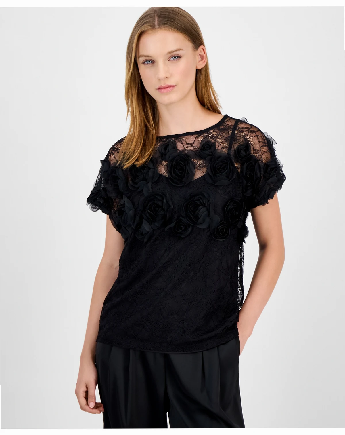 Women's Bateau-Neck Rosette-Detail Top