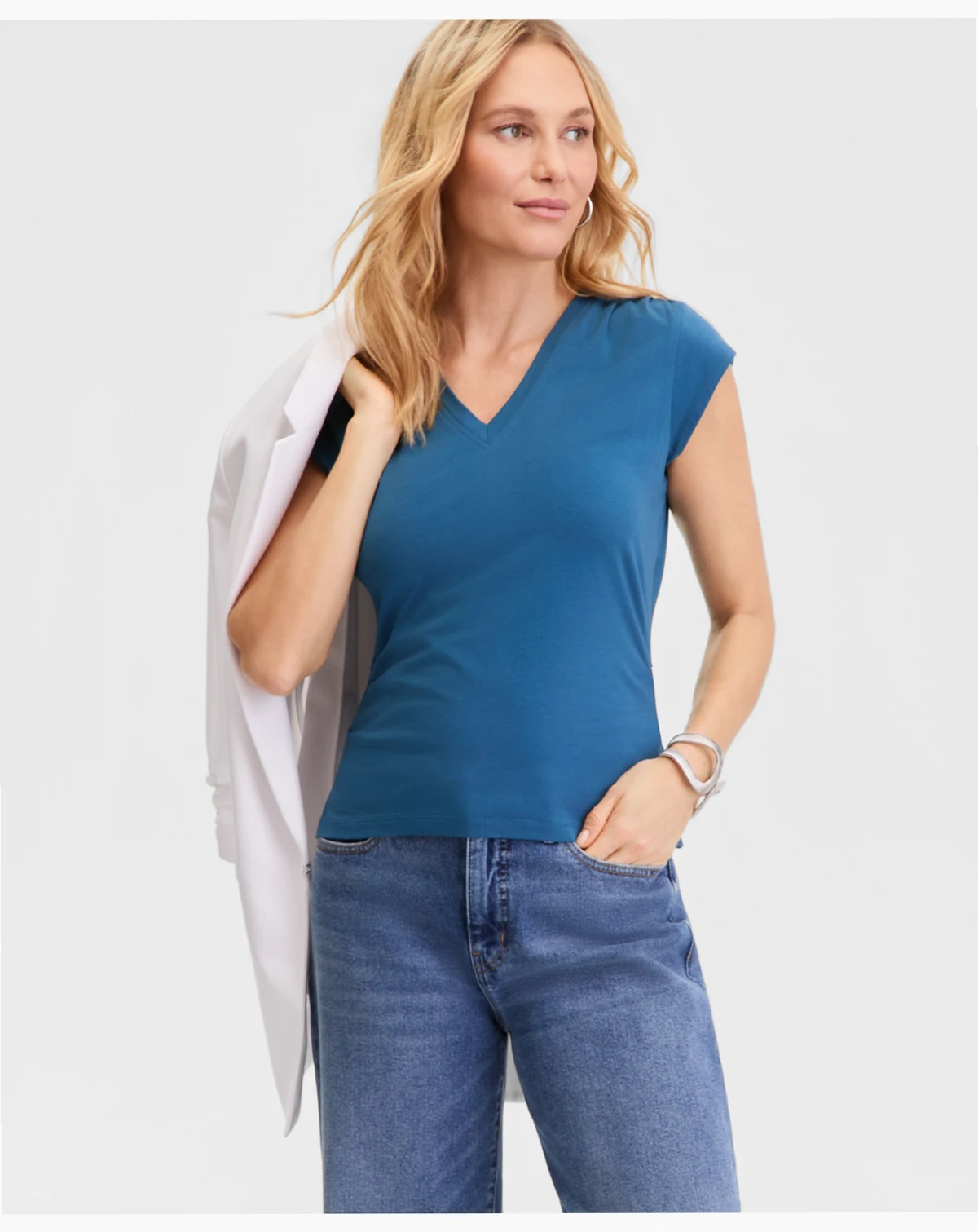 Women's Cap-Sleeve V-Neck T-Shirt, Macy's Exclusive