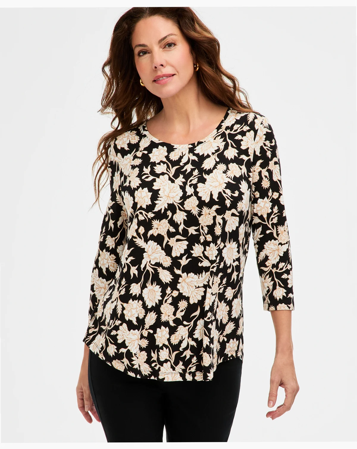 Women's Scoop-Neck 3/4-Sleeve Knit Top, Macy's Exclusive