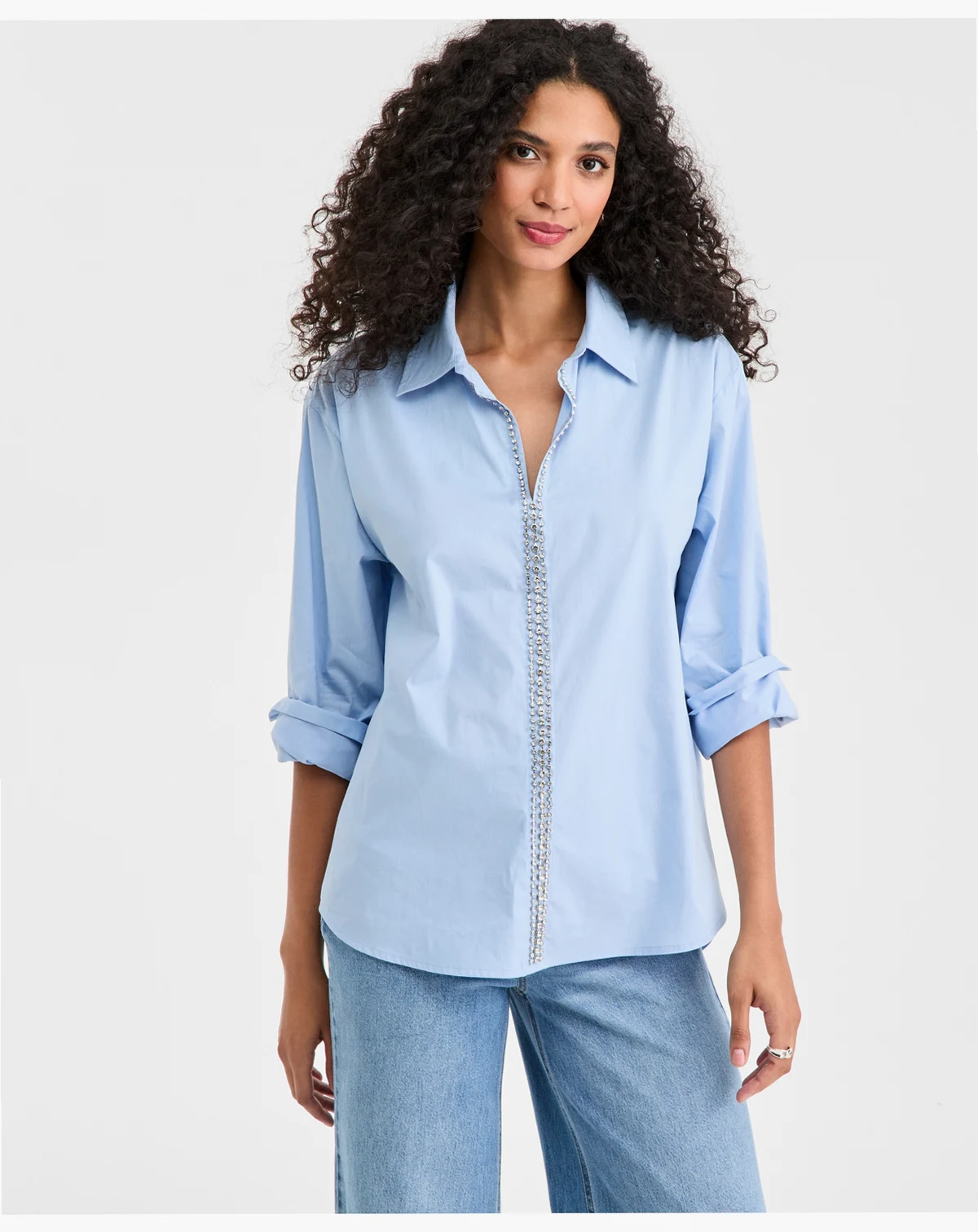 Women's Solid Embellished Popover Top, Macy's Exclusive