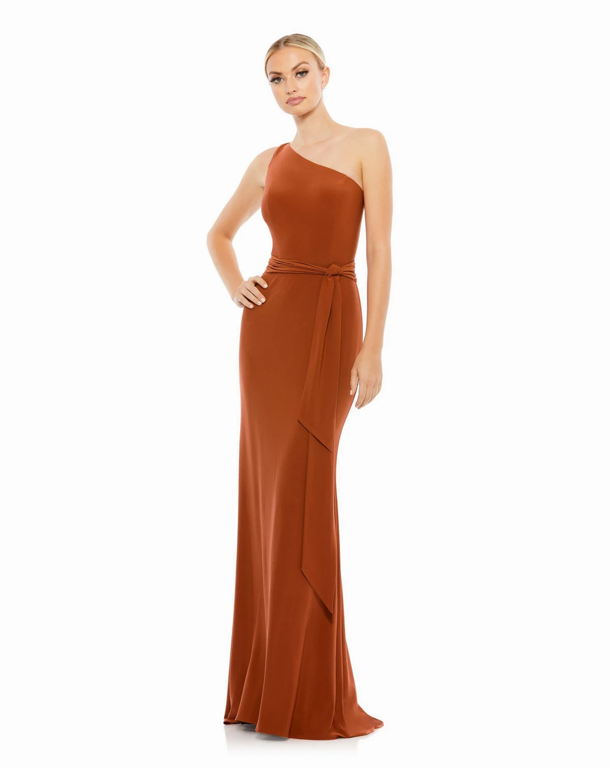 Women's Ieena Jersey One Shoulder Belted Trumpet Gown