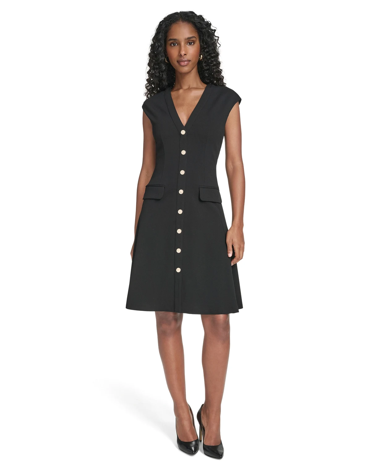 Women's V-Neck Fit and Flare Dress