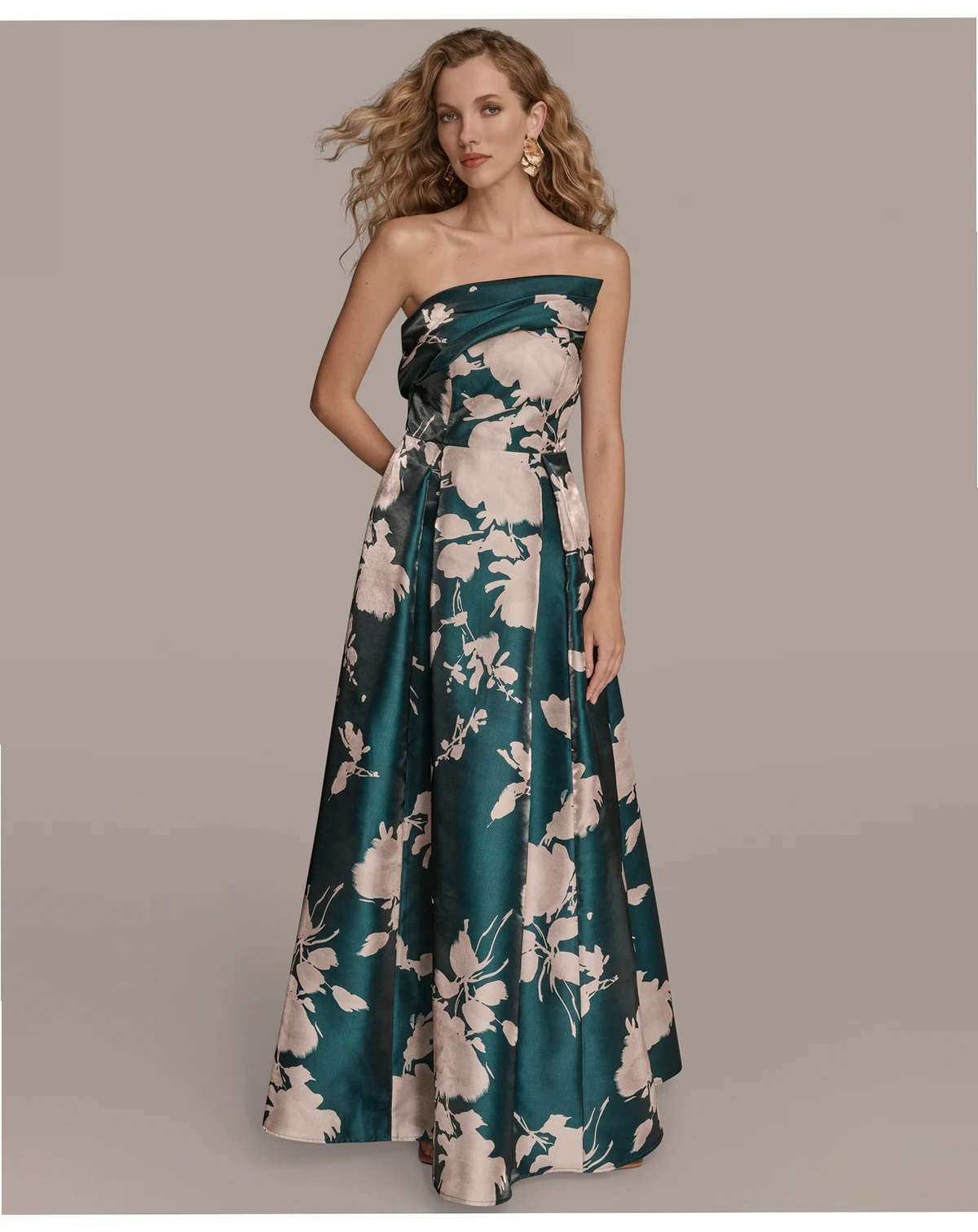 Women's Strapless Floral-Print Gown