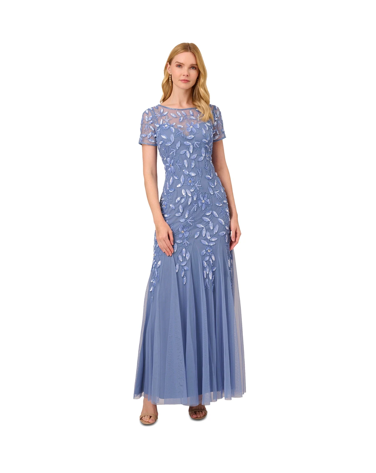 Adrianna Papel Women's Floral-Beaded Gown