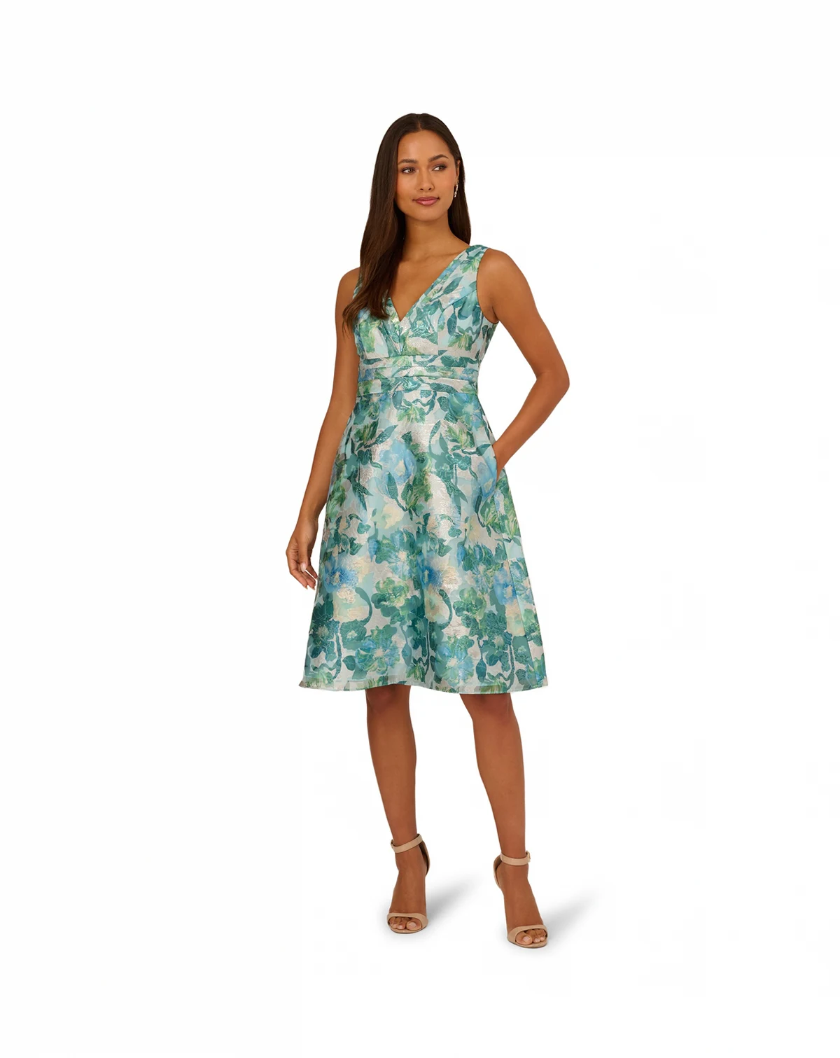 Women's Floral Jacquard Midi Dress