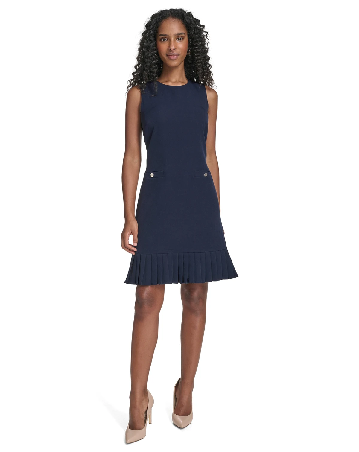 Women's Pleated-Hem Shift Dress