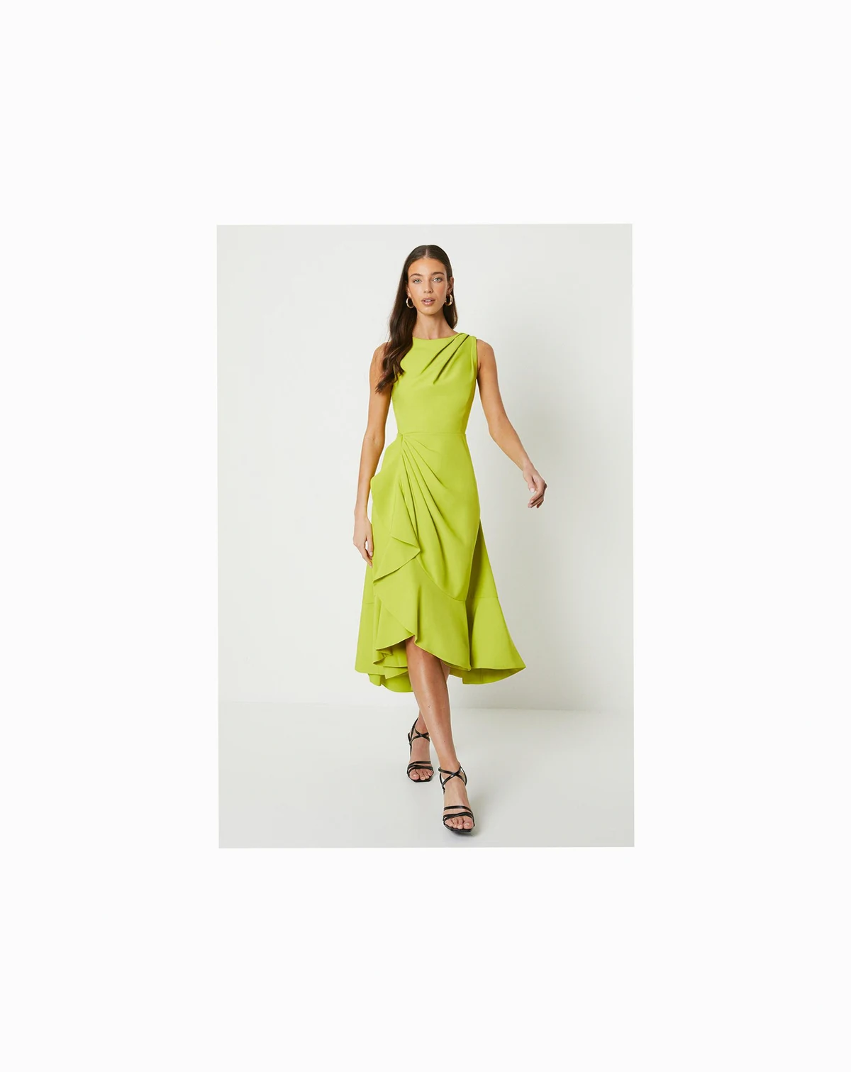 Women's Crepe Ruffle Low Back Dress