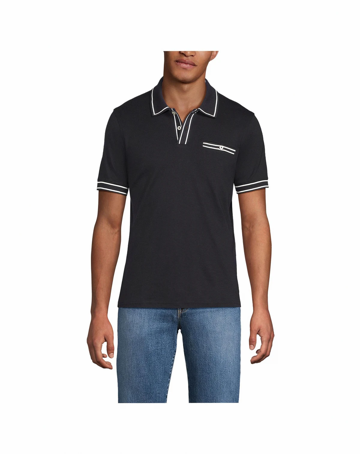 Men's Short Sleeve Tipped Welt Pocket Supima Polo