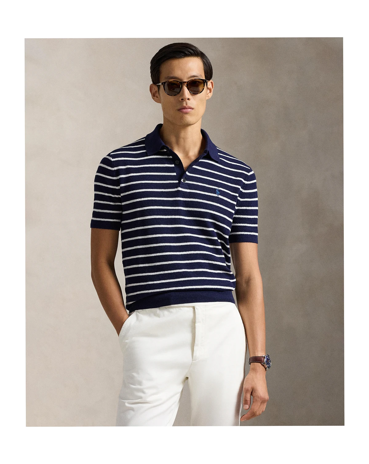 Men's Short-Sleeve Polo Collar Sweater