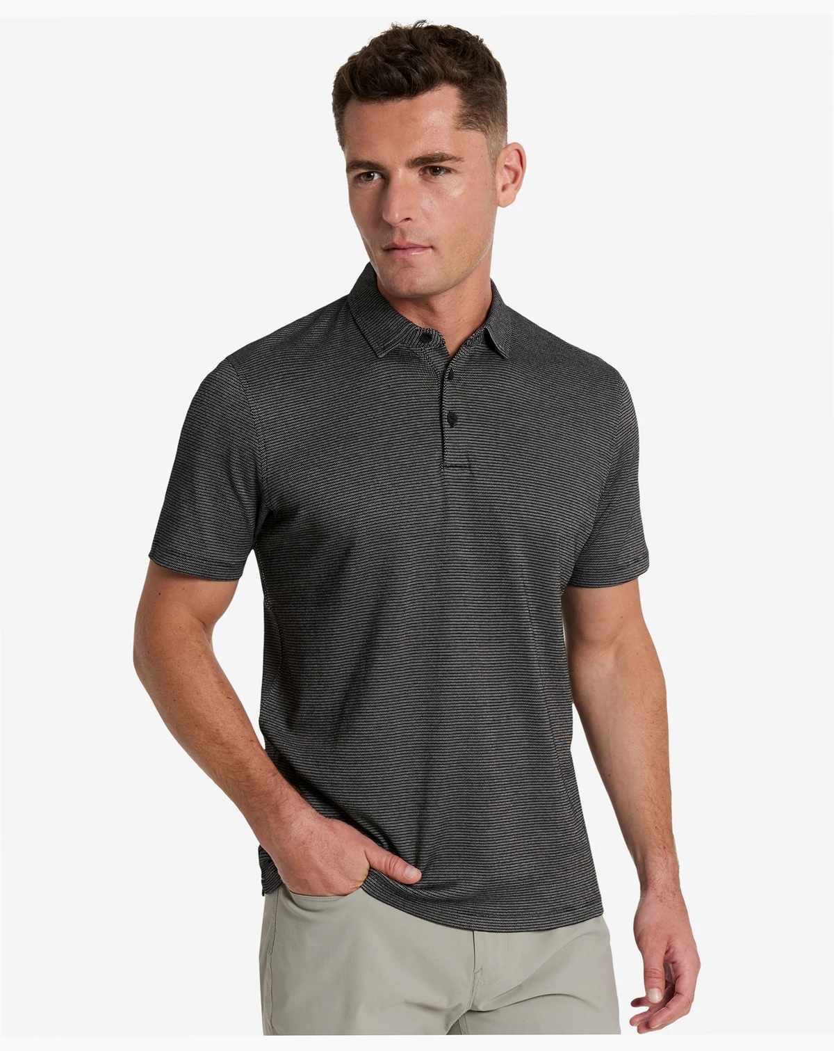 Men's Slim-Fit Two-Toned Textured-Knit Polo Shirt