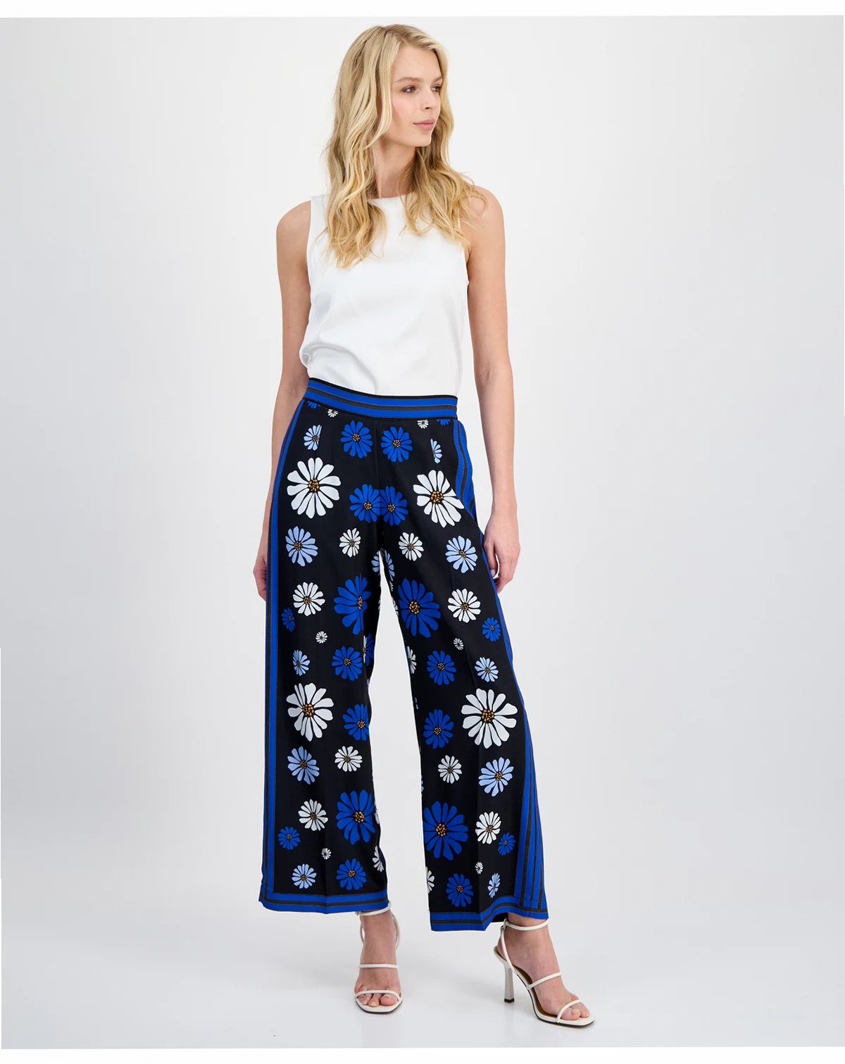 Women's Floral Wide-Leg Ankle Pants