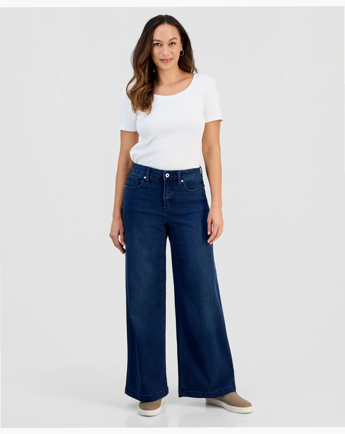 Petite Five-Pocket High-Rise Wide Leg Jeans, Macy's Exclusive