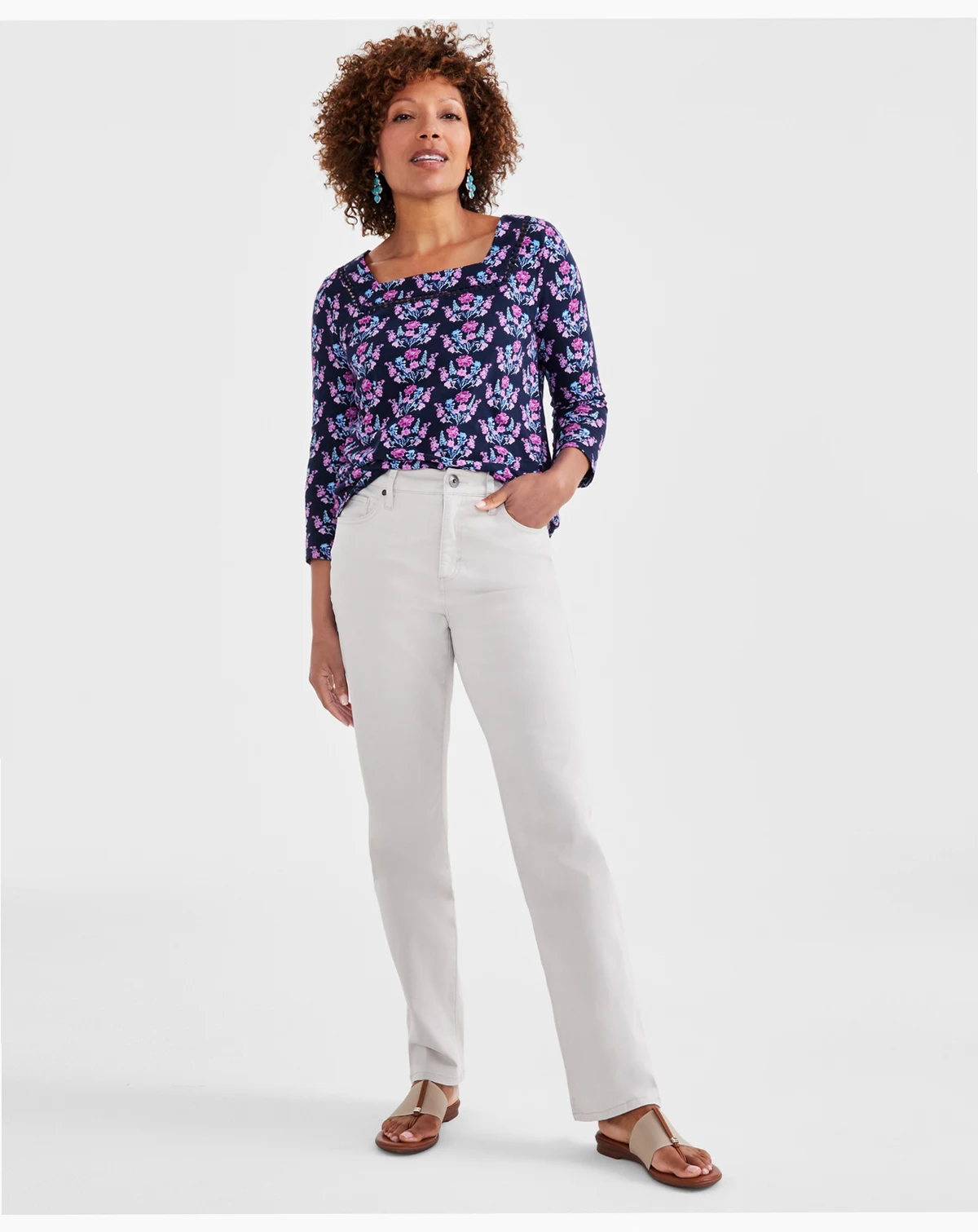 Petite High Rise Natural Straight-Leg Jeans, Created for Macy's