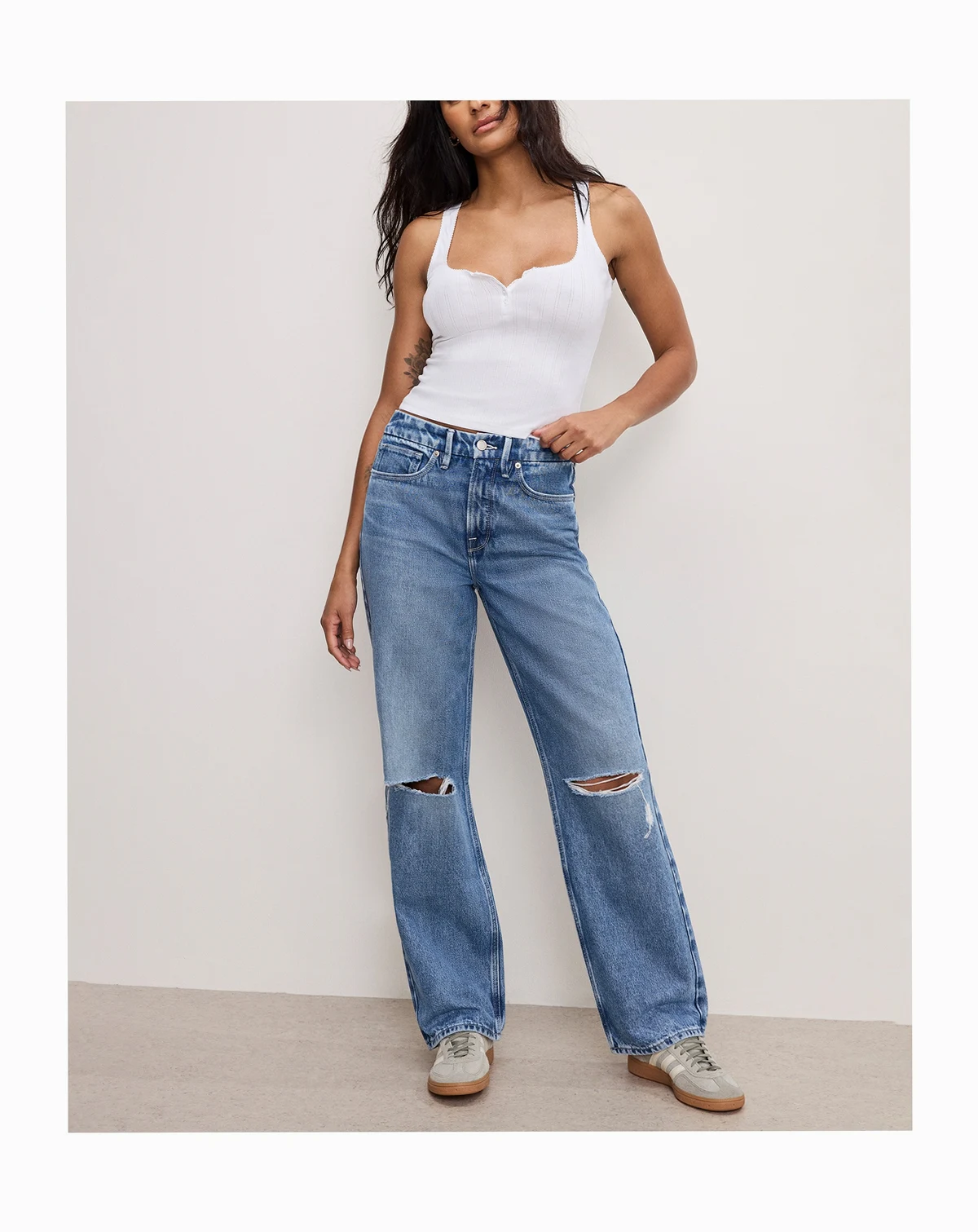 Women's Cotton 90s High-Rise Relaxed Distress Jeans, Regular & Plus Size