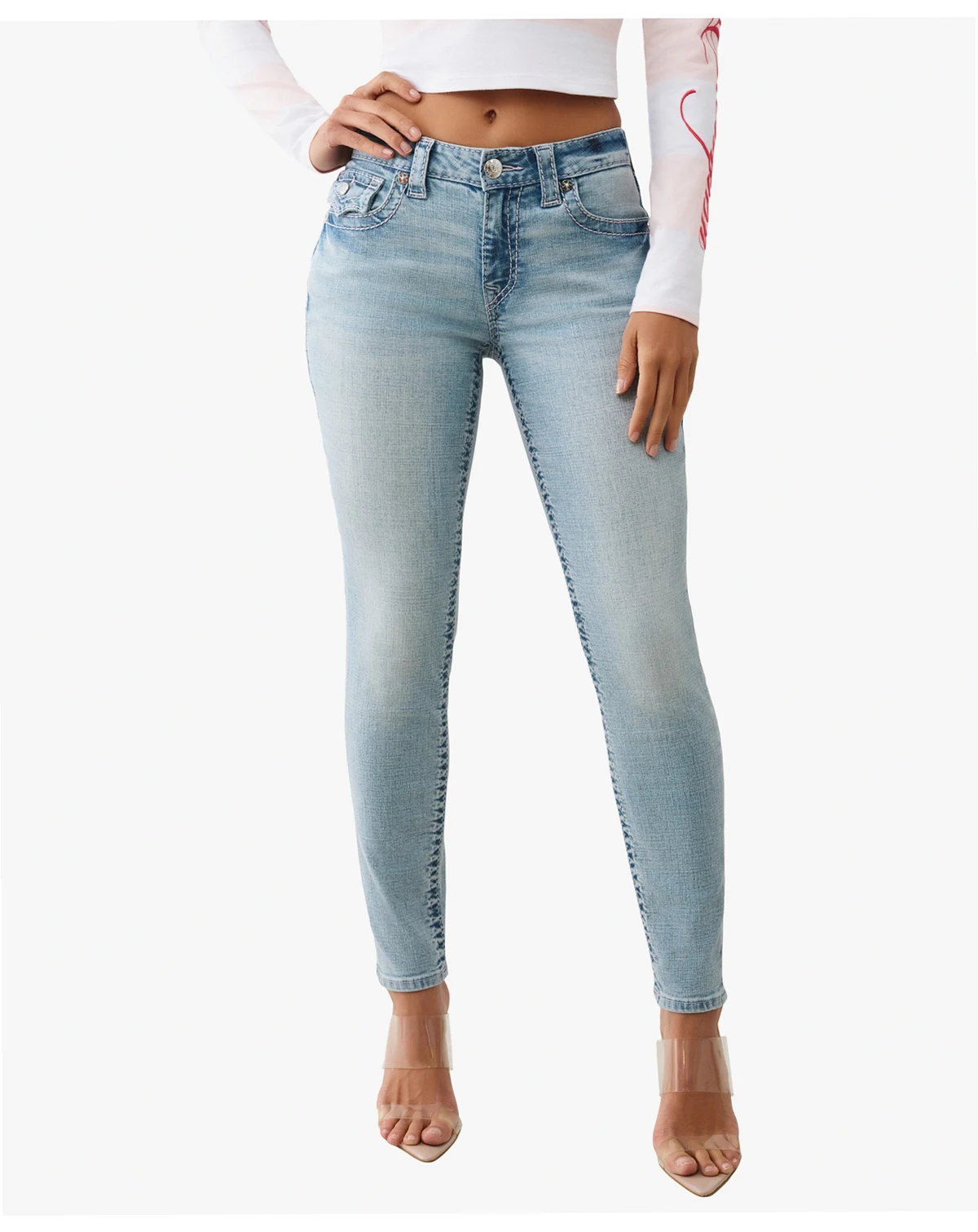 Women's Jennie Mid Rise Skinny Big T Flap Jeans