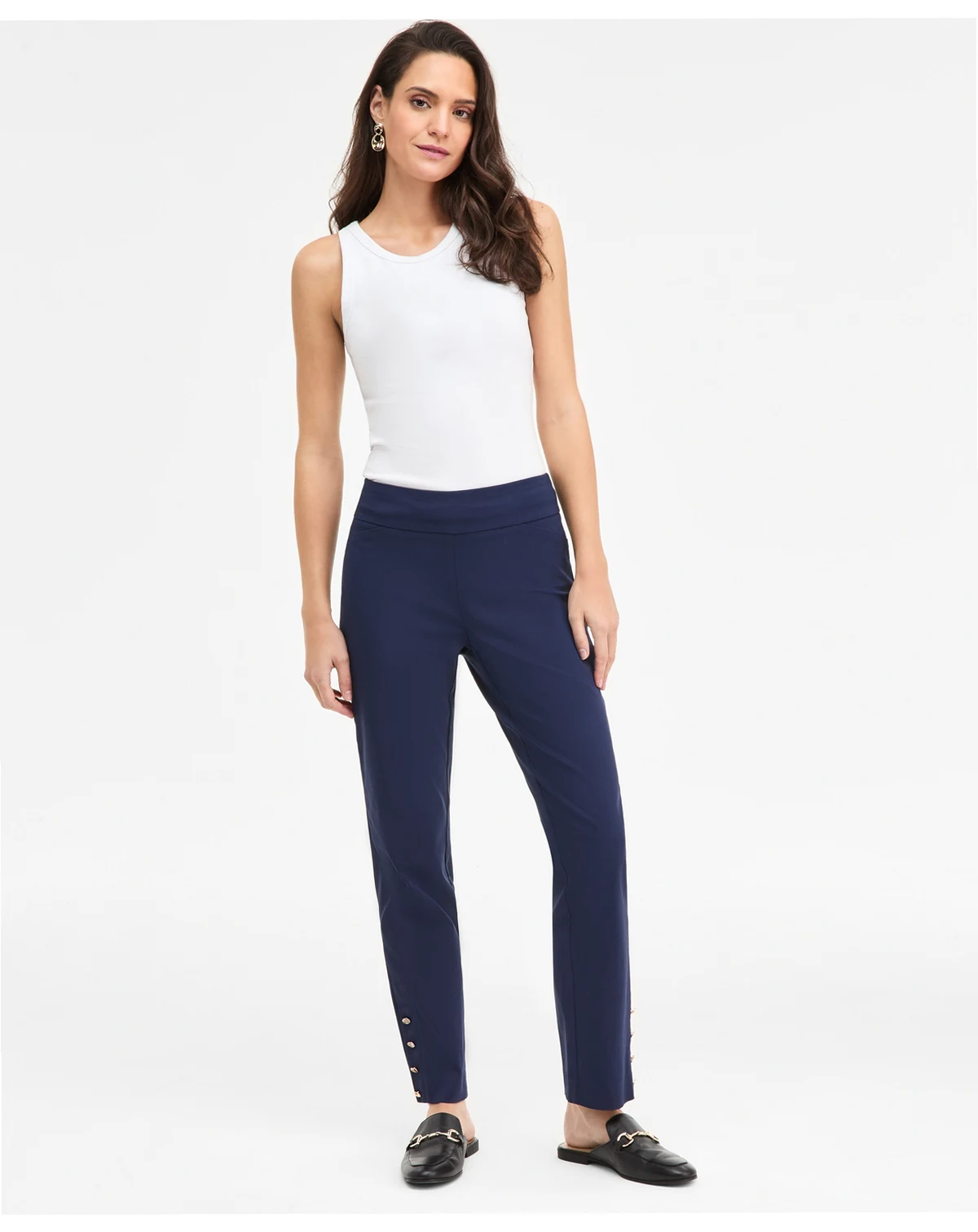 Women's Side-Button Pull-On Straight-Leg Pants, Macy's Exclusive
