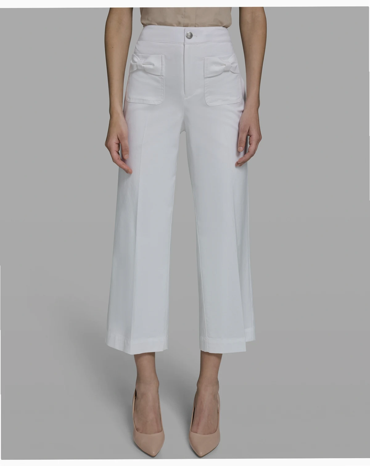 Women's Mid-Rise Straight Bow Pocket Pants