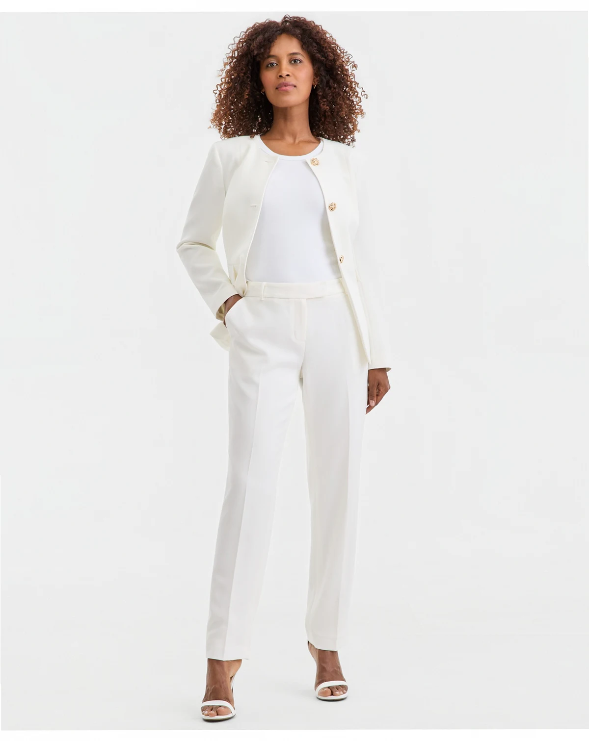 Women's Stretch Crepe High-Rise Straight Pants, Regular & Petite