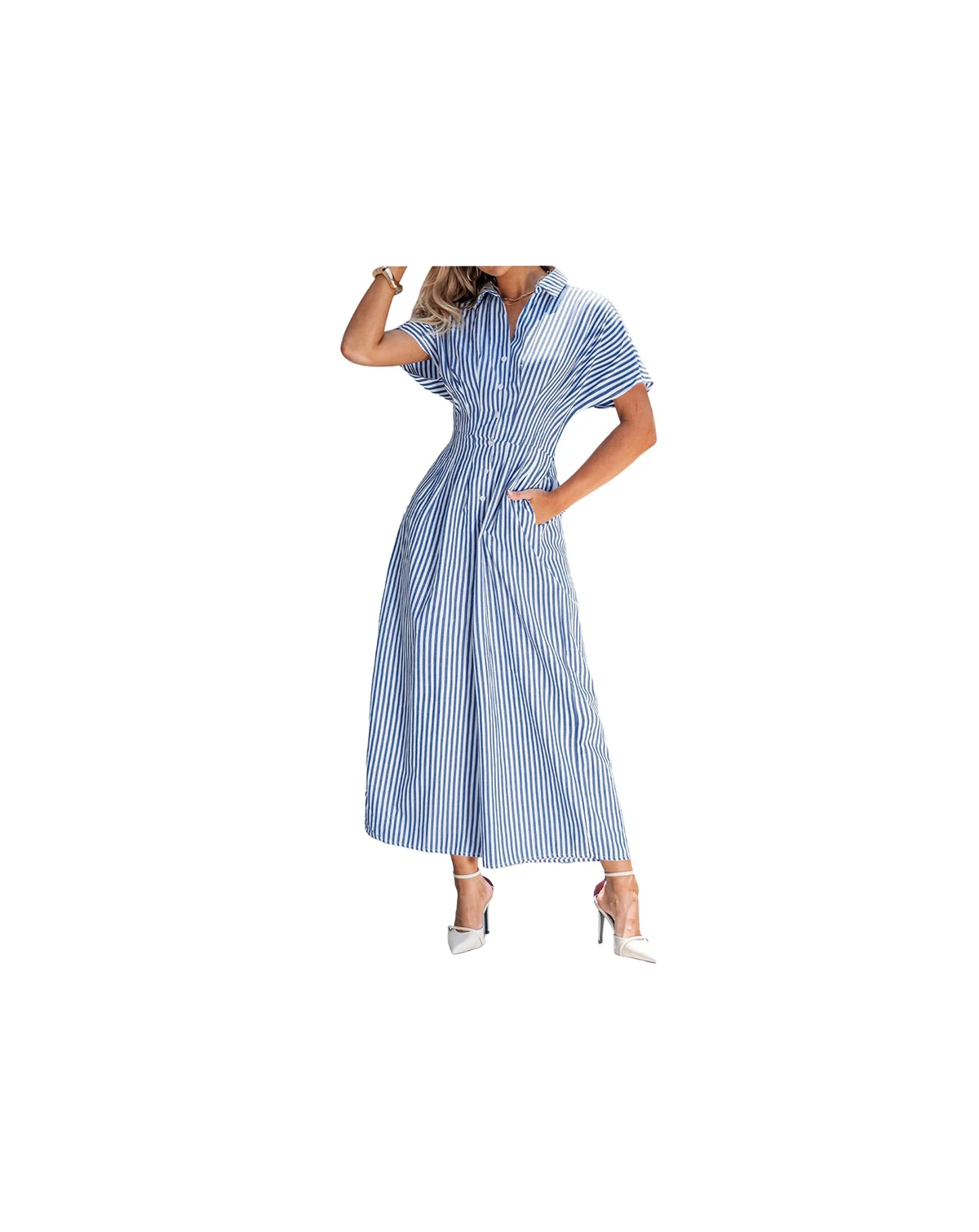 Women's Striped Button-Up Jumpsuit