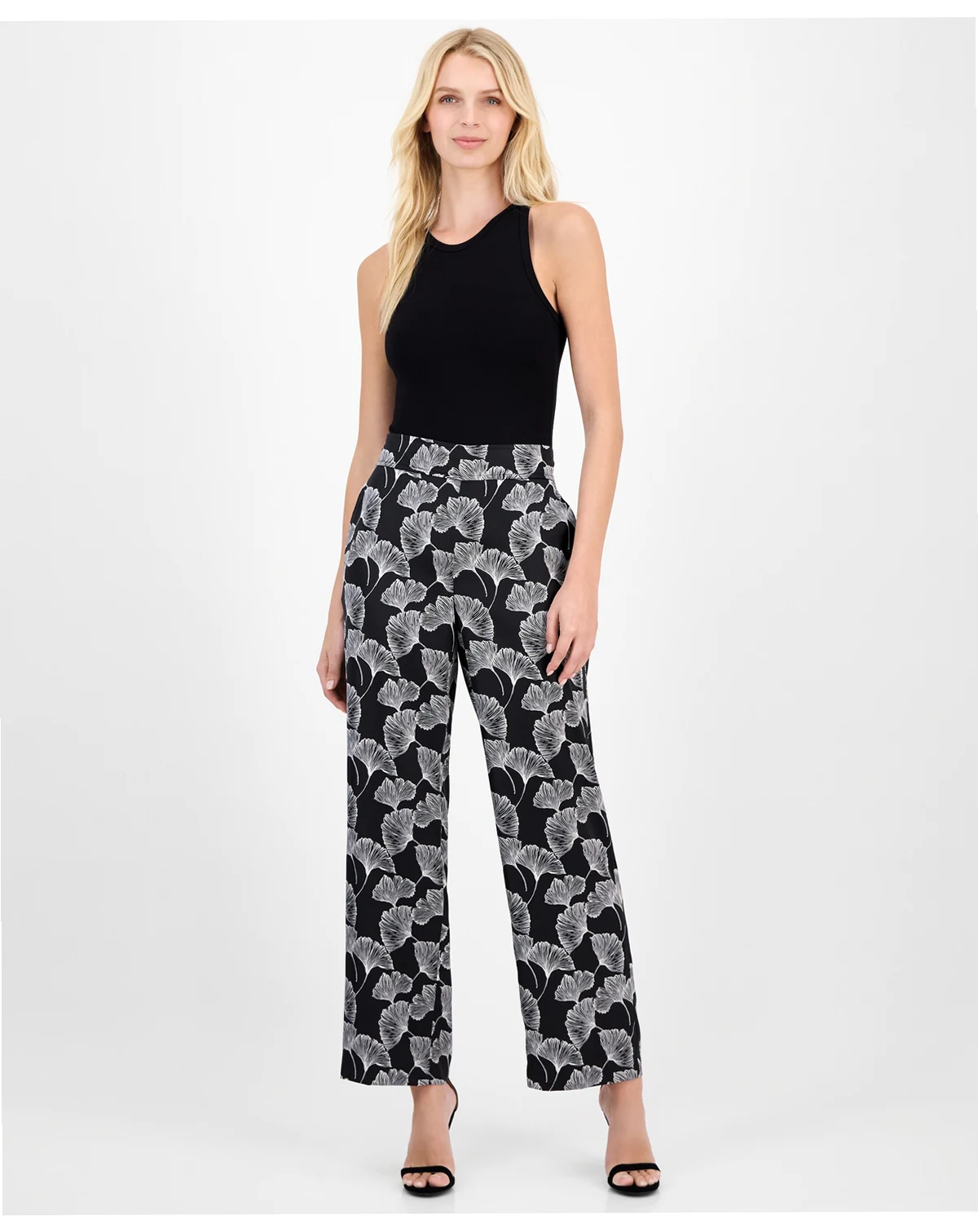 Women's Printed Pull-On Wide-Leg Pants
