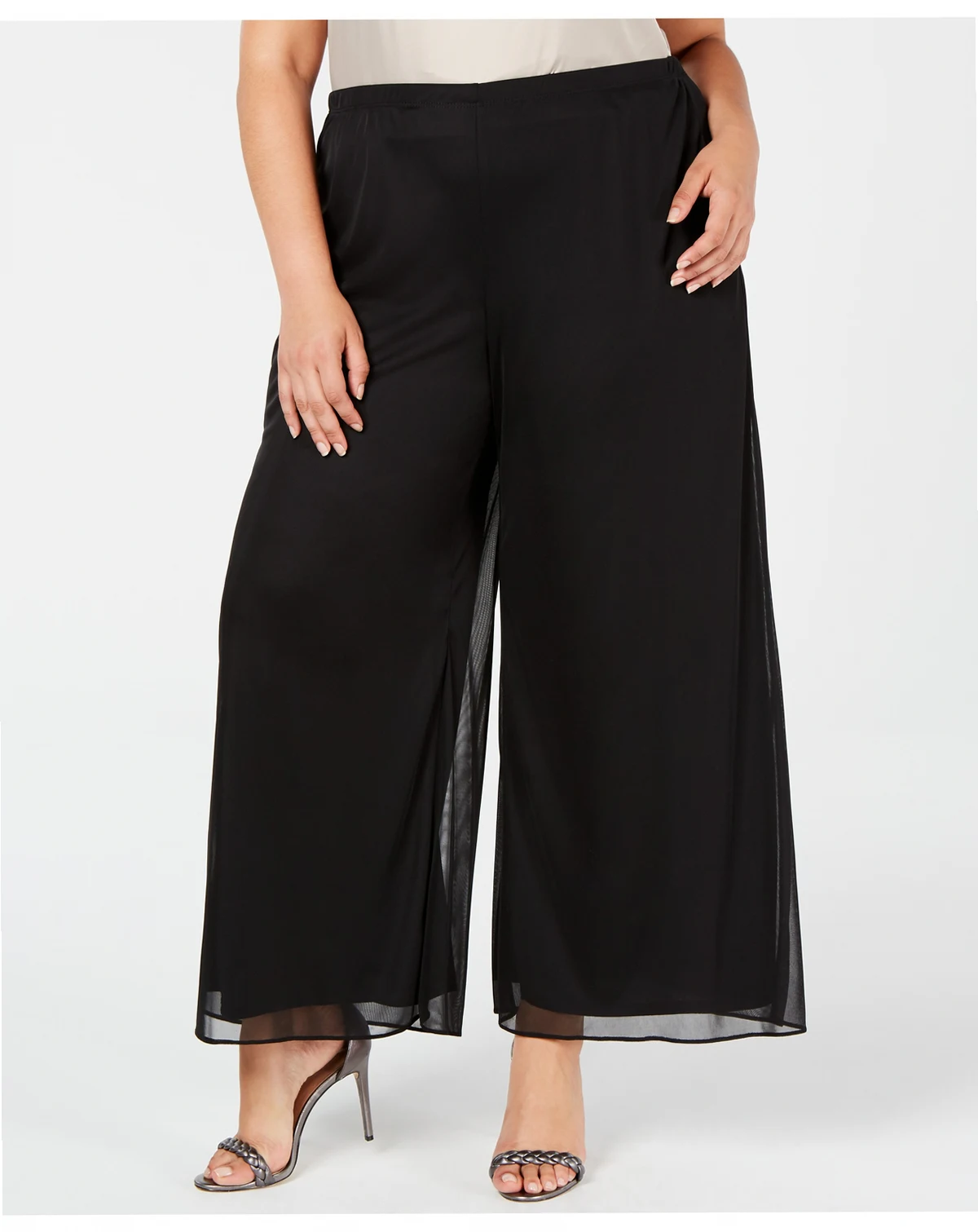 Mesh Wide-Leg Dress Pants